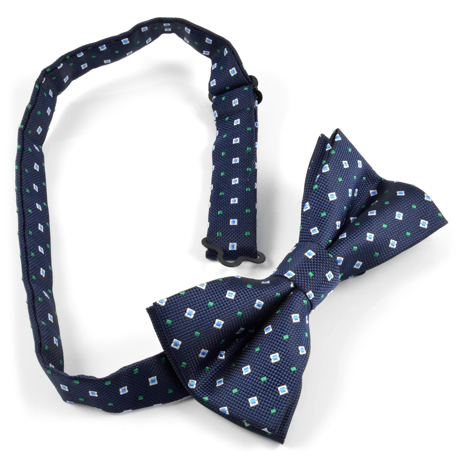 Royal Blue & Bright Green Dotted Microfiber Pre-Tied Bow Tie - 2