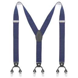 Wide Dotted Navy Clip-On Suspenders