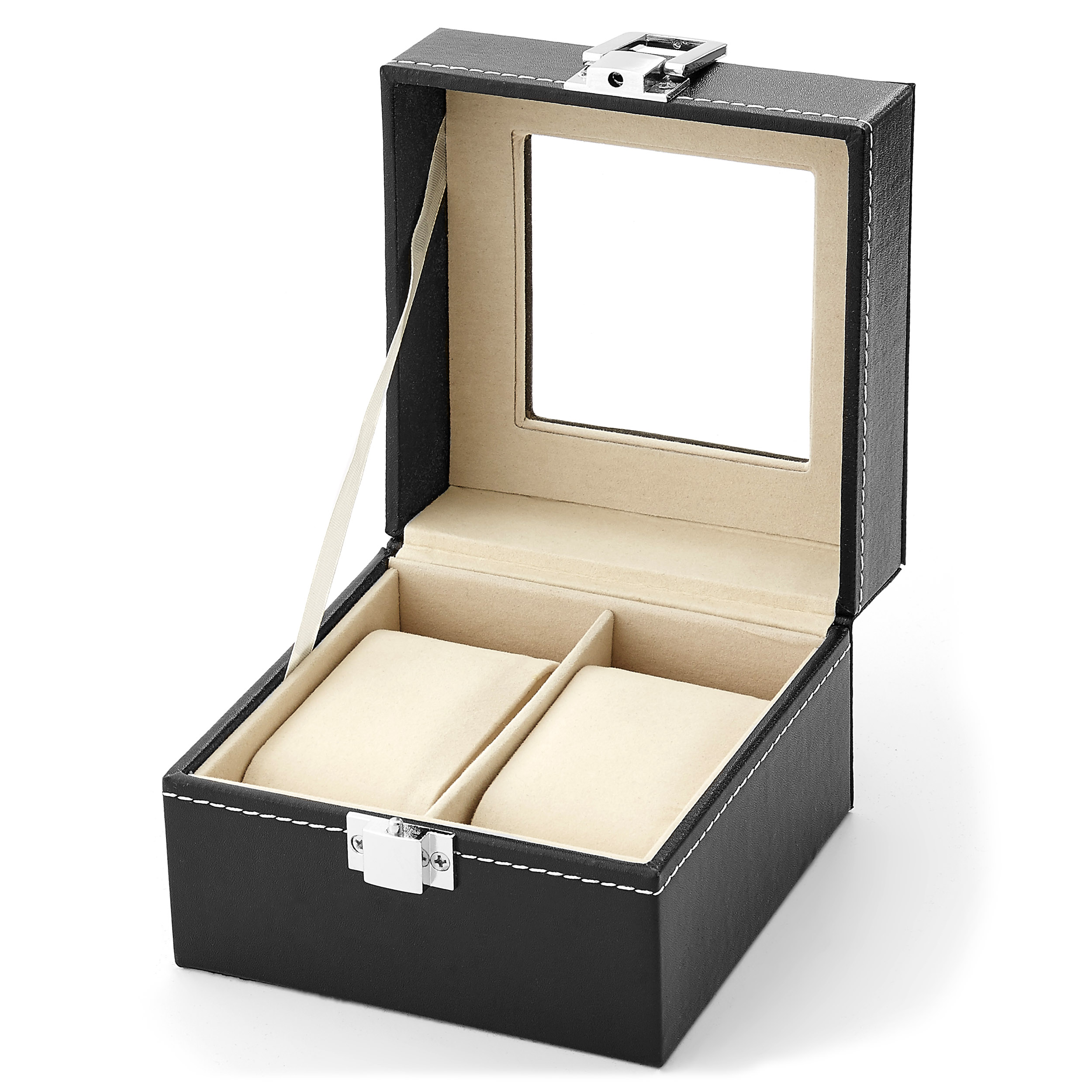 Caja de piel sintética negra para 2 relojes - 2