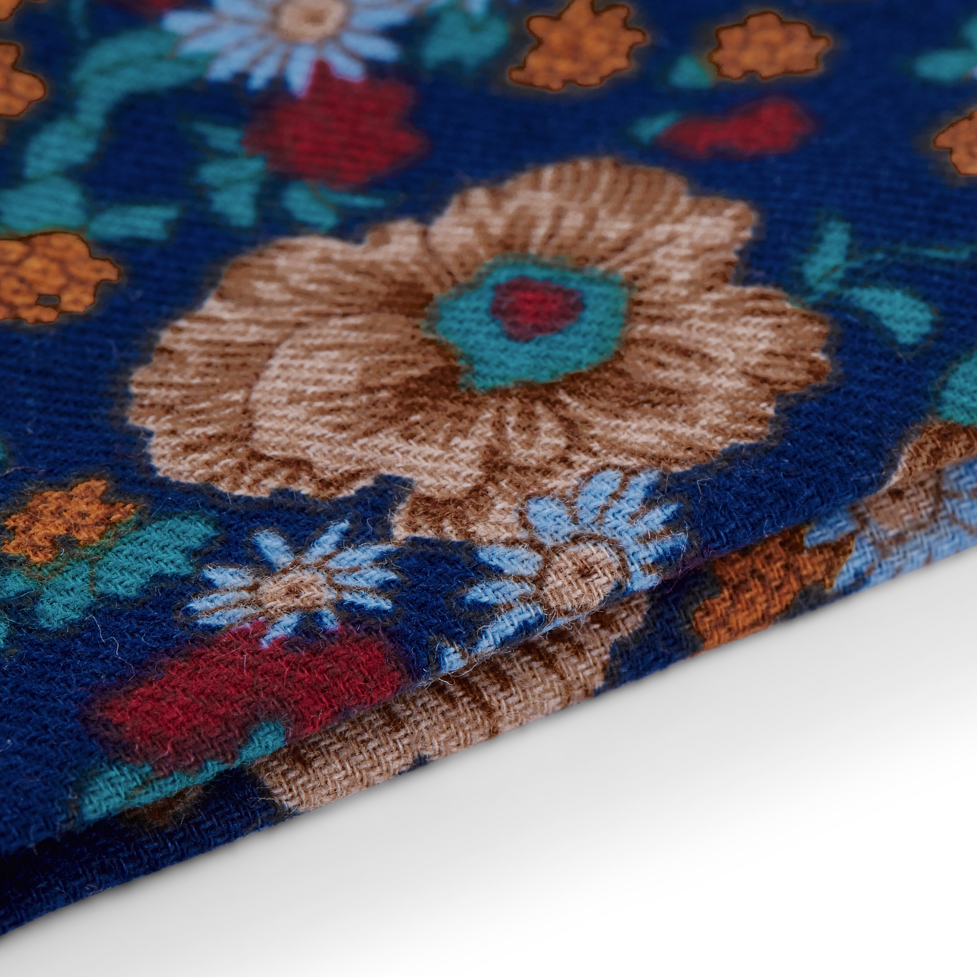 Retró kék virágos díszzsebkendő - 2