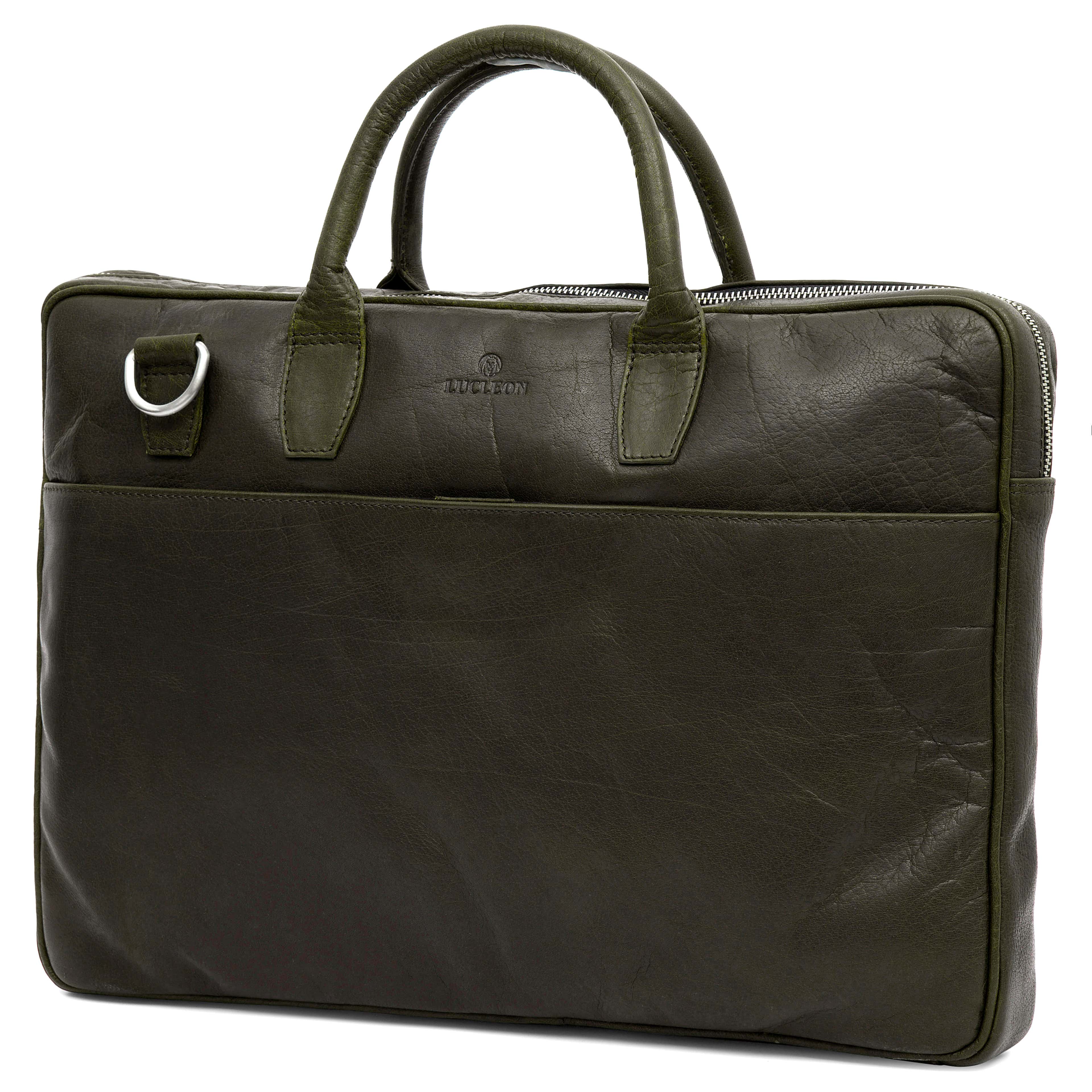 Montreal Slim 15" Executive Olive Leather Bag