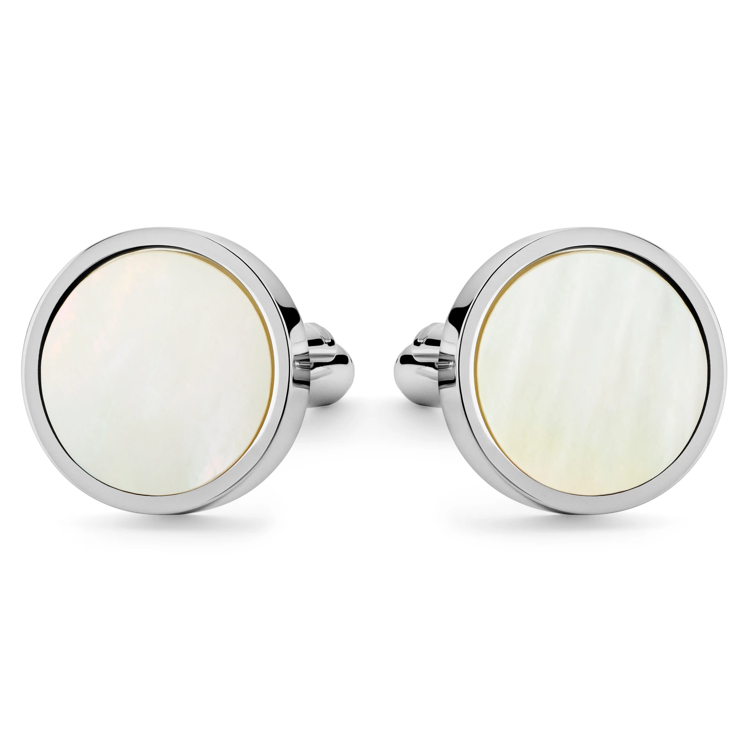 Meraklis | Round Silver-Tone Mother-of-Pearl Cufflinks Meraklis | Round Silver-Tone Mother-of-Pearl Cufflinks