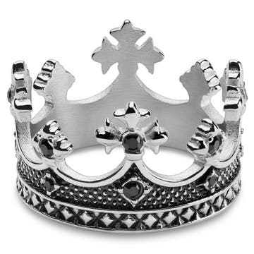 Anello Vasilios Ken con corona color argento