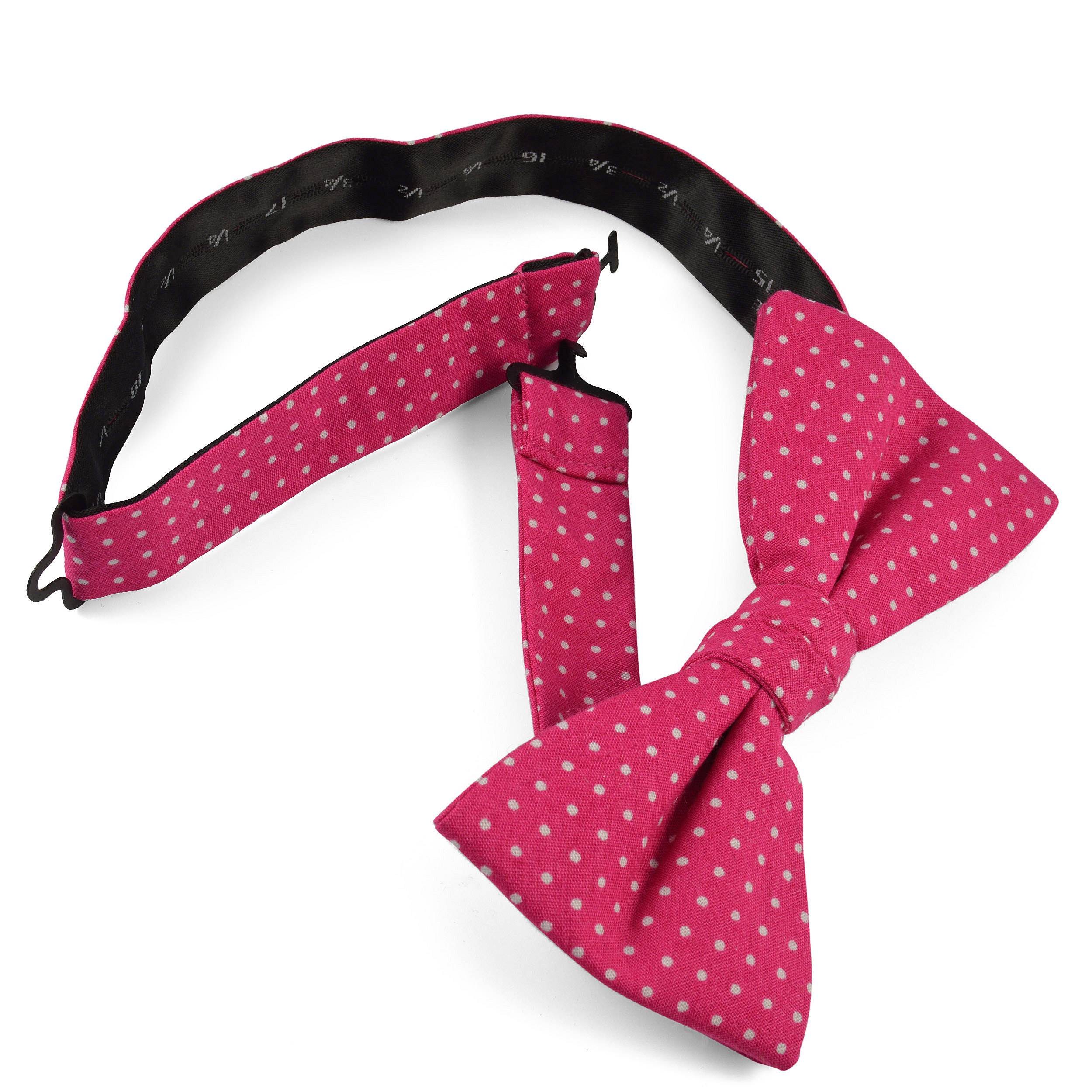 Noeud papillon en coton rose à pois - 2