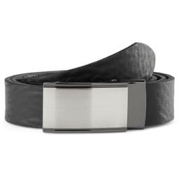 Black Leather Auto Lock Belt with Solid Buckle