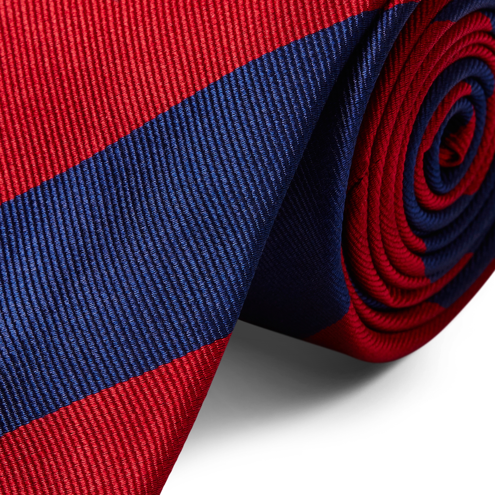 Rot & Marineblau Gestreifte Seidenkrawatte 6cm - 2
