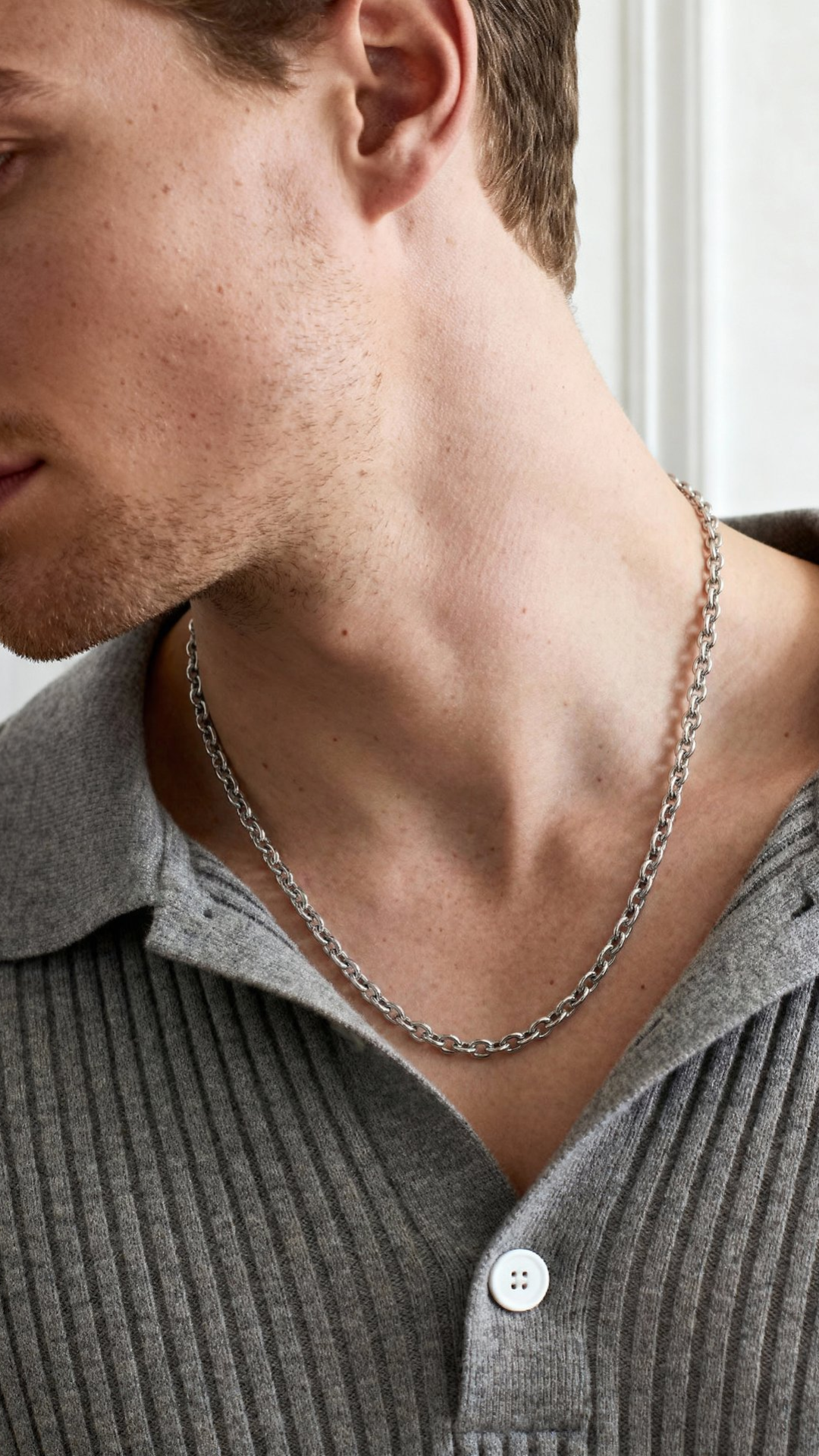 Essentials | 6 mm Silver-Tone Cable Chain Necklace | In stock