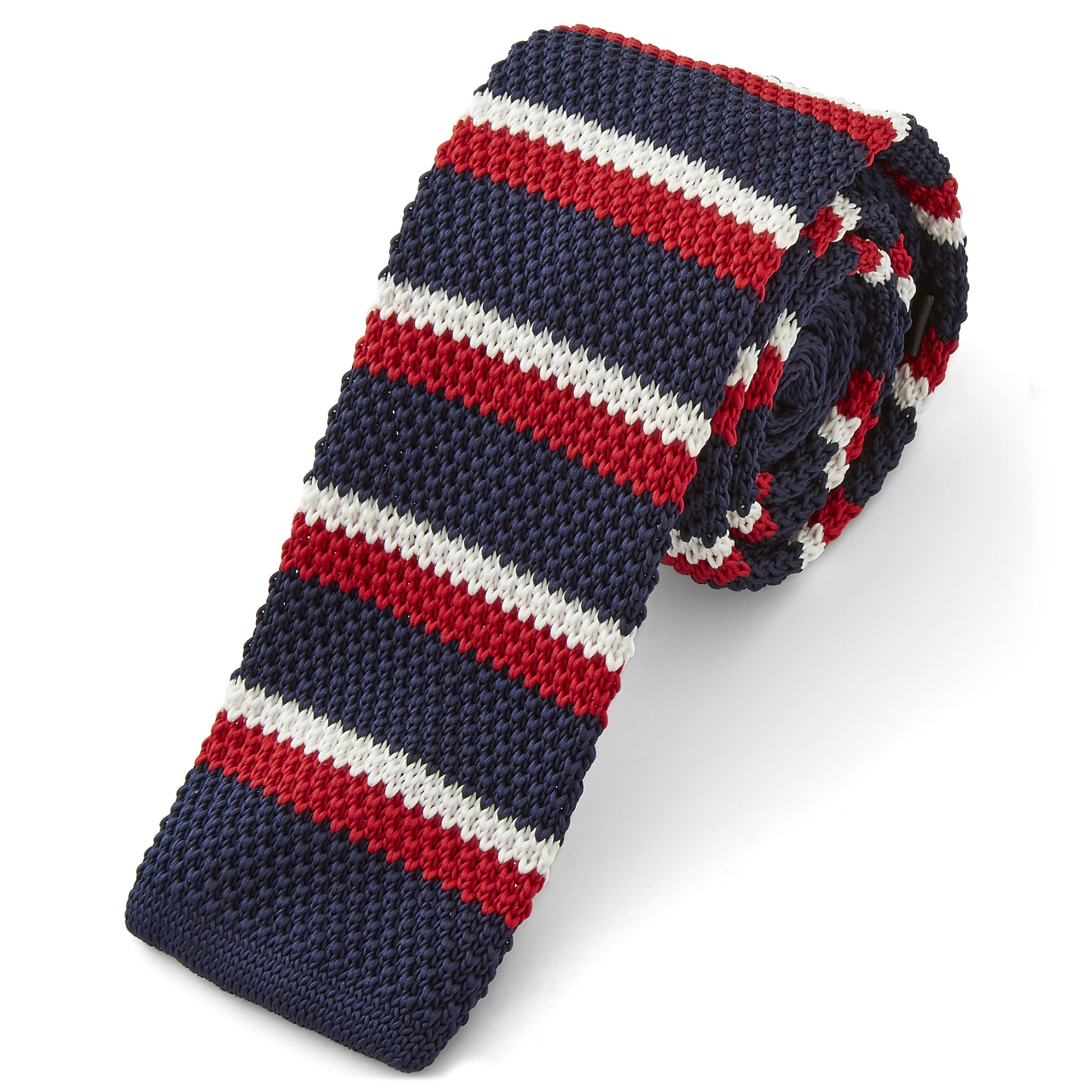 Blauw & rood gebreide stropdas