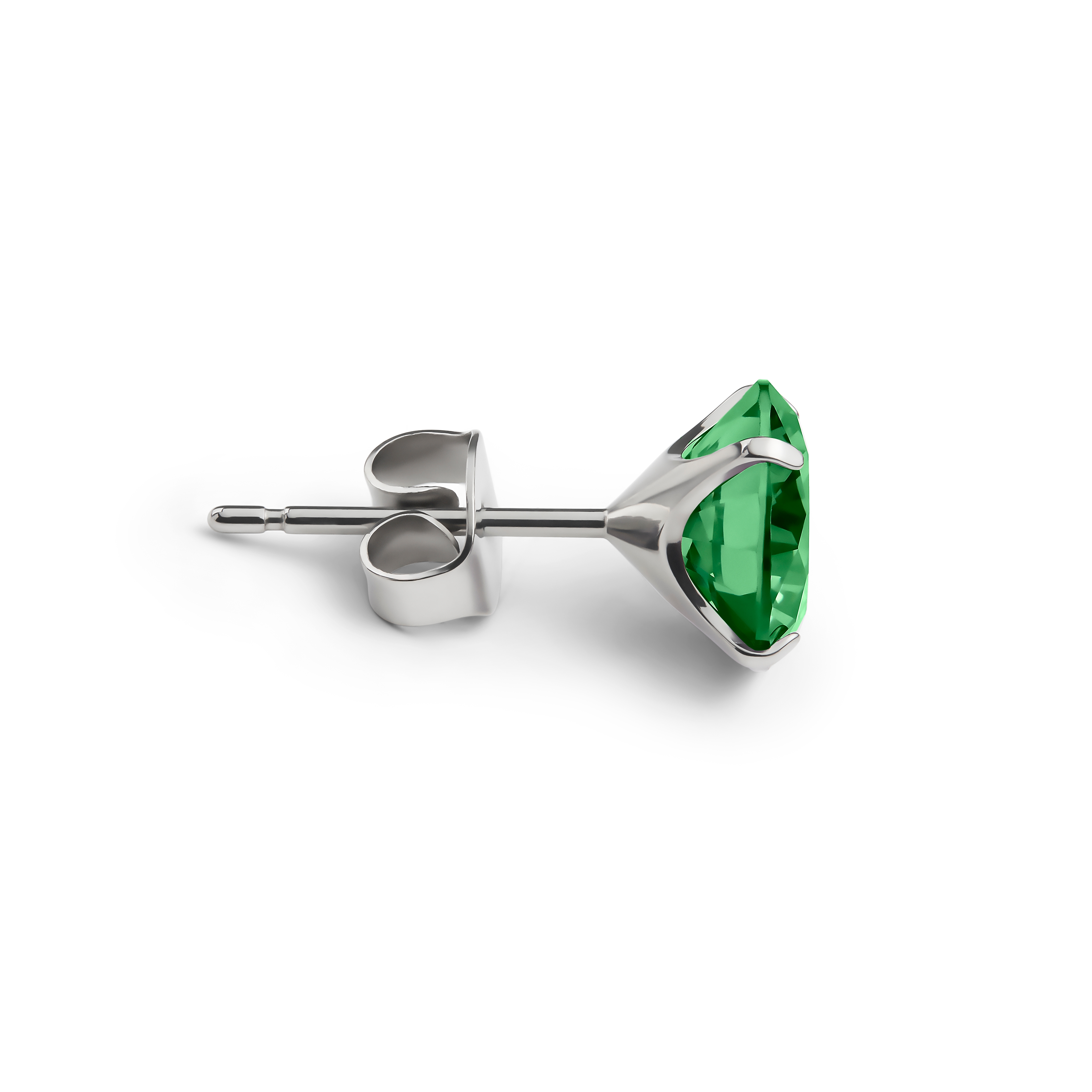 Aura | Orecchino a bottone da 8mm in titanio con zirconia verde scuro - 2