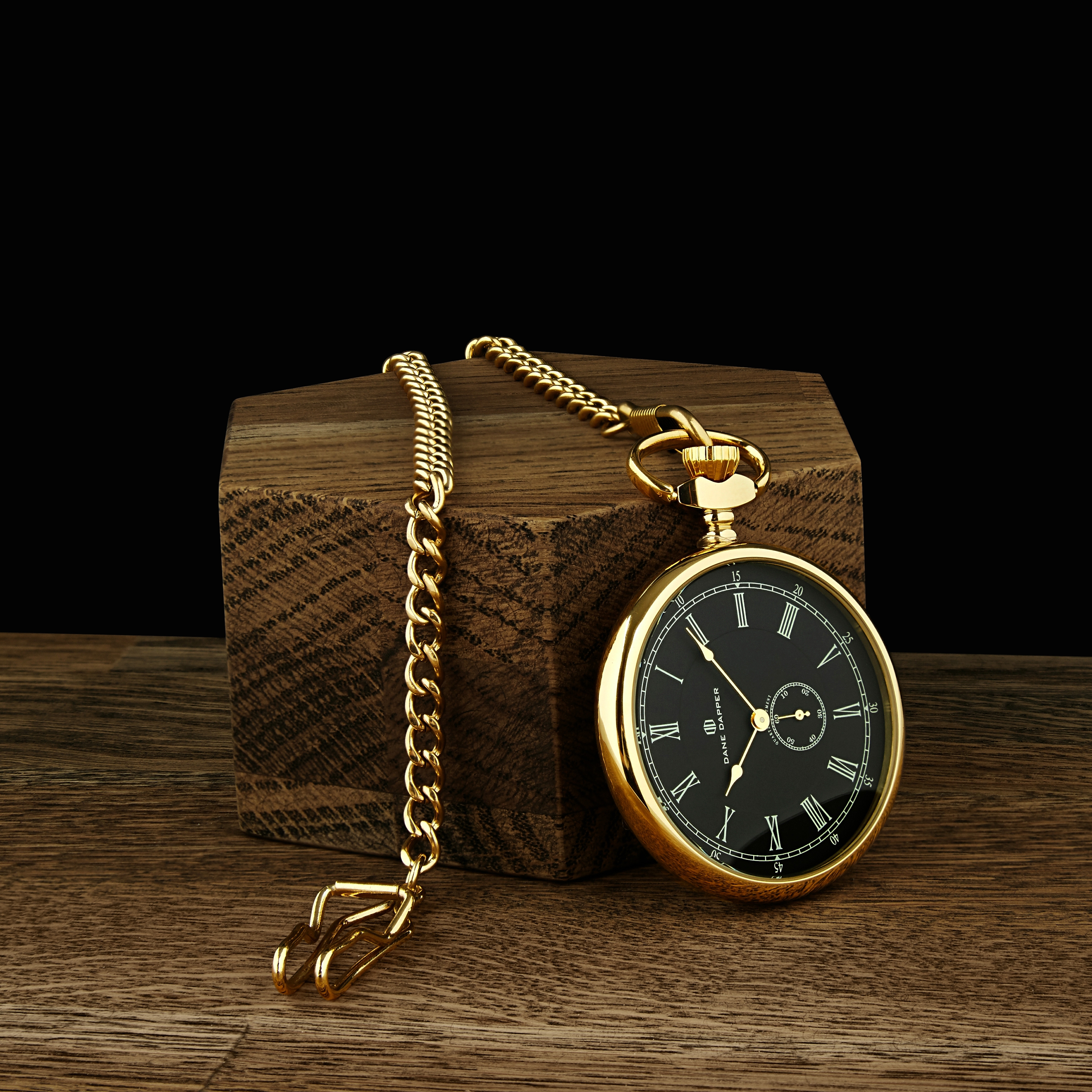 Gold-Toned & Black Time Keeper Pocket Watch - 4