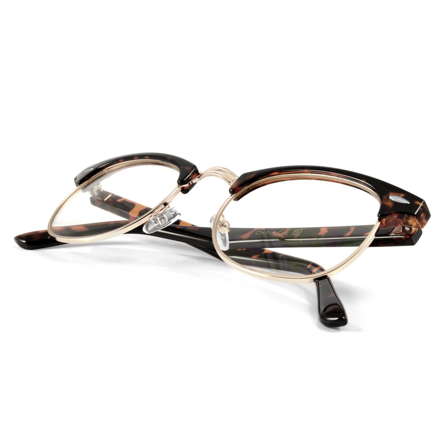 Brun/Guldfärgade Vintage Glasögon med Klara Glas - 5