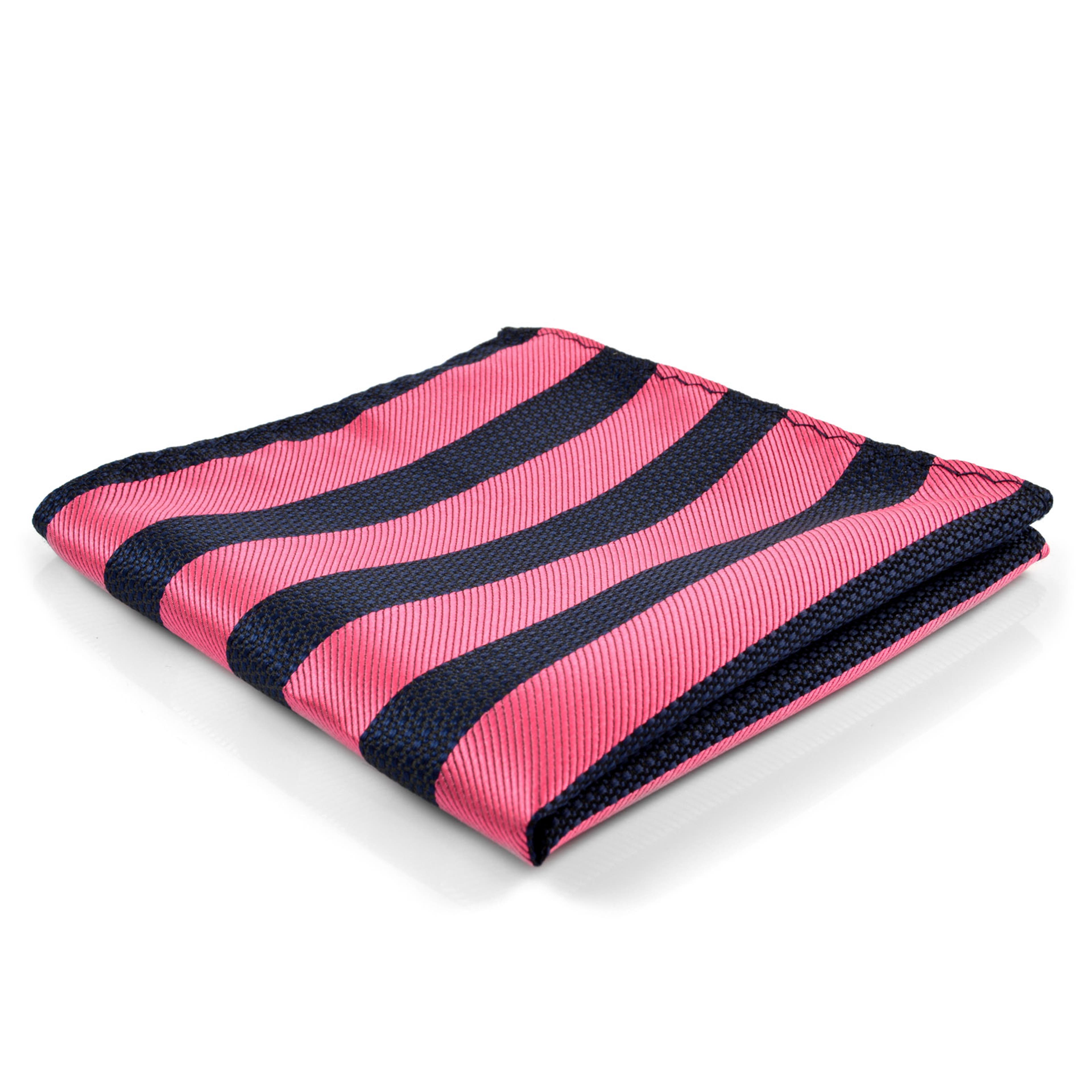 Dark Blue & Hot Pink Striped Pocket Square