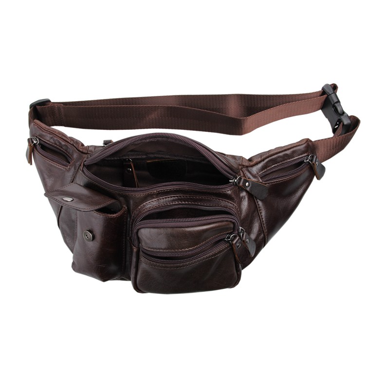 Leder Bauchtasche Braun - 7