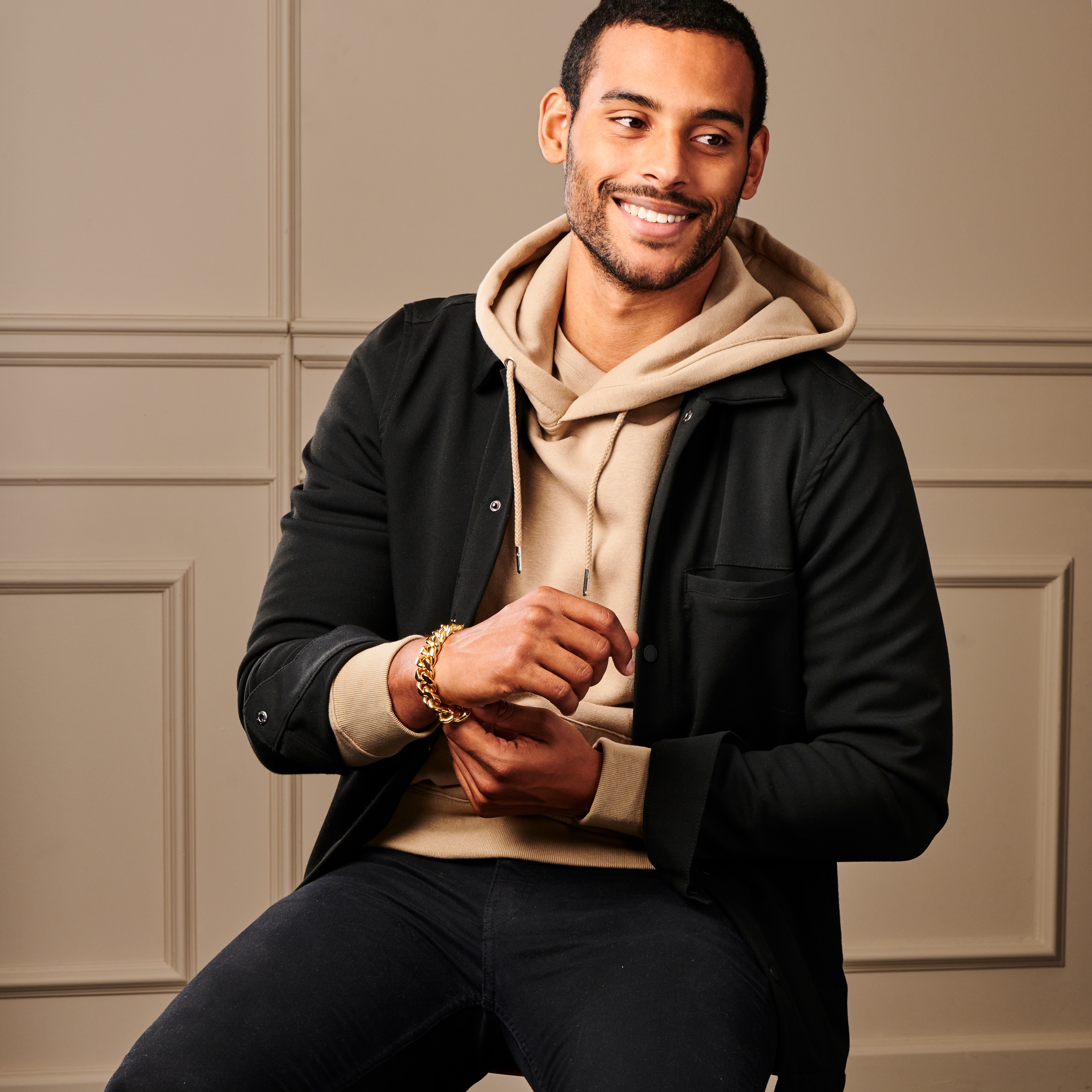 Bracciale a catena in acciaio color oro da 18 mm - 4