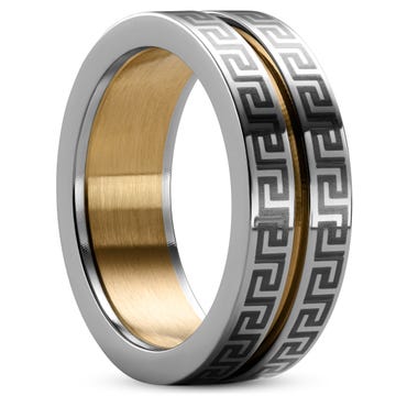 1/3" (8 mm) Gold-tone Groove Stainless Steel Ring
