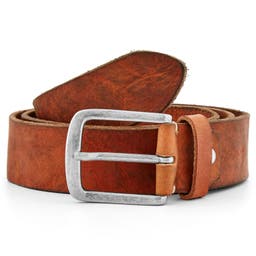 Casual Tan Distressed Leather Belt