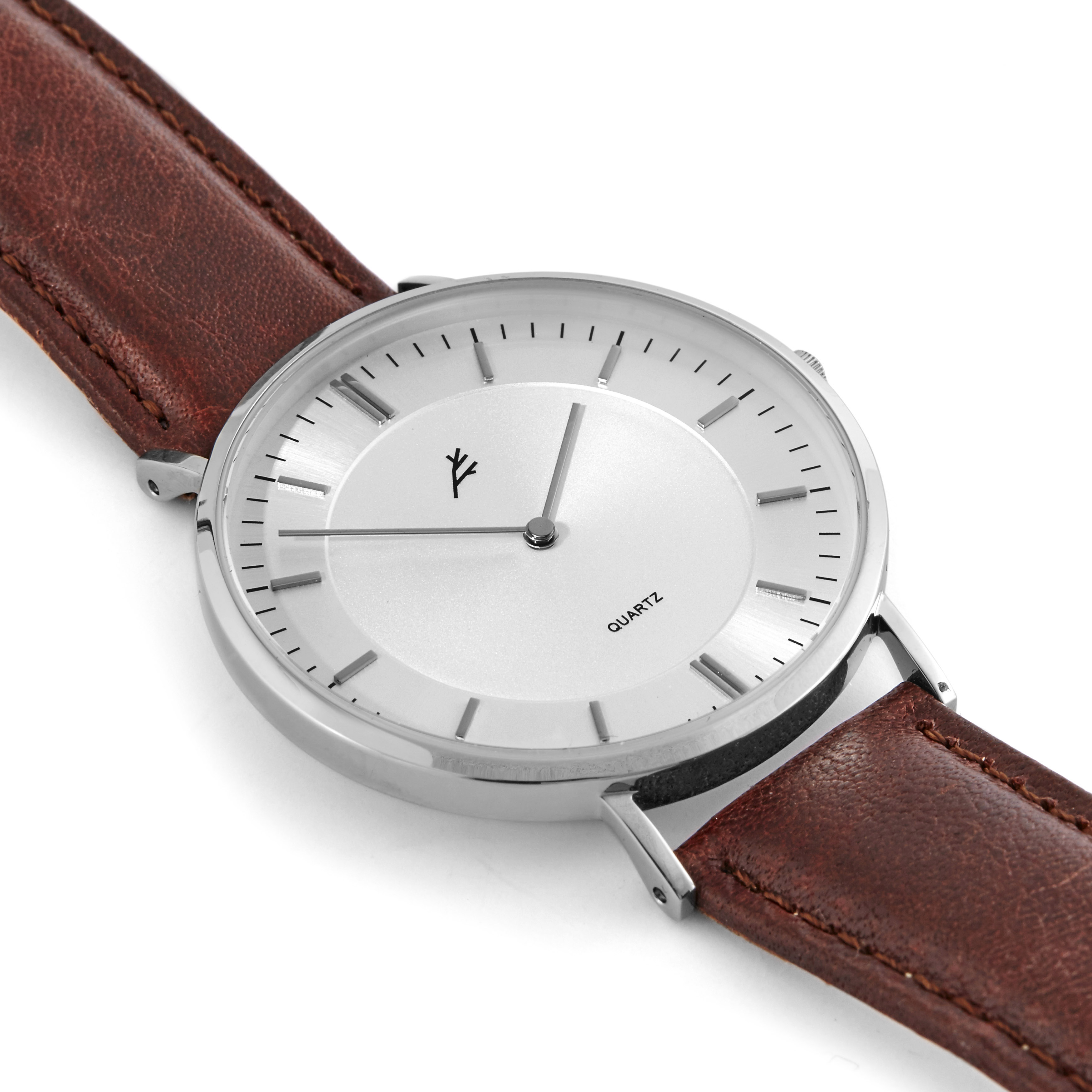 Silver & Brown Nivil Watch - 2