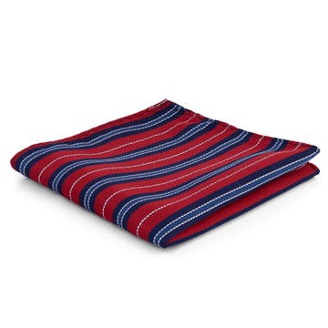 Fazzoletto da taschino blu e rosso con fantasia a righe Fazzoletto da taschino blu e rosso con fantasia a righe