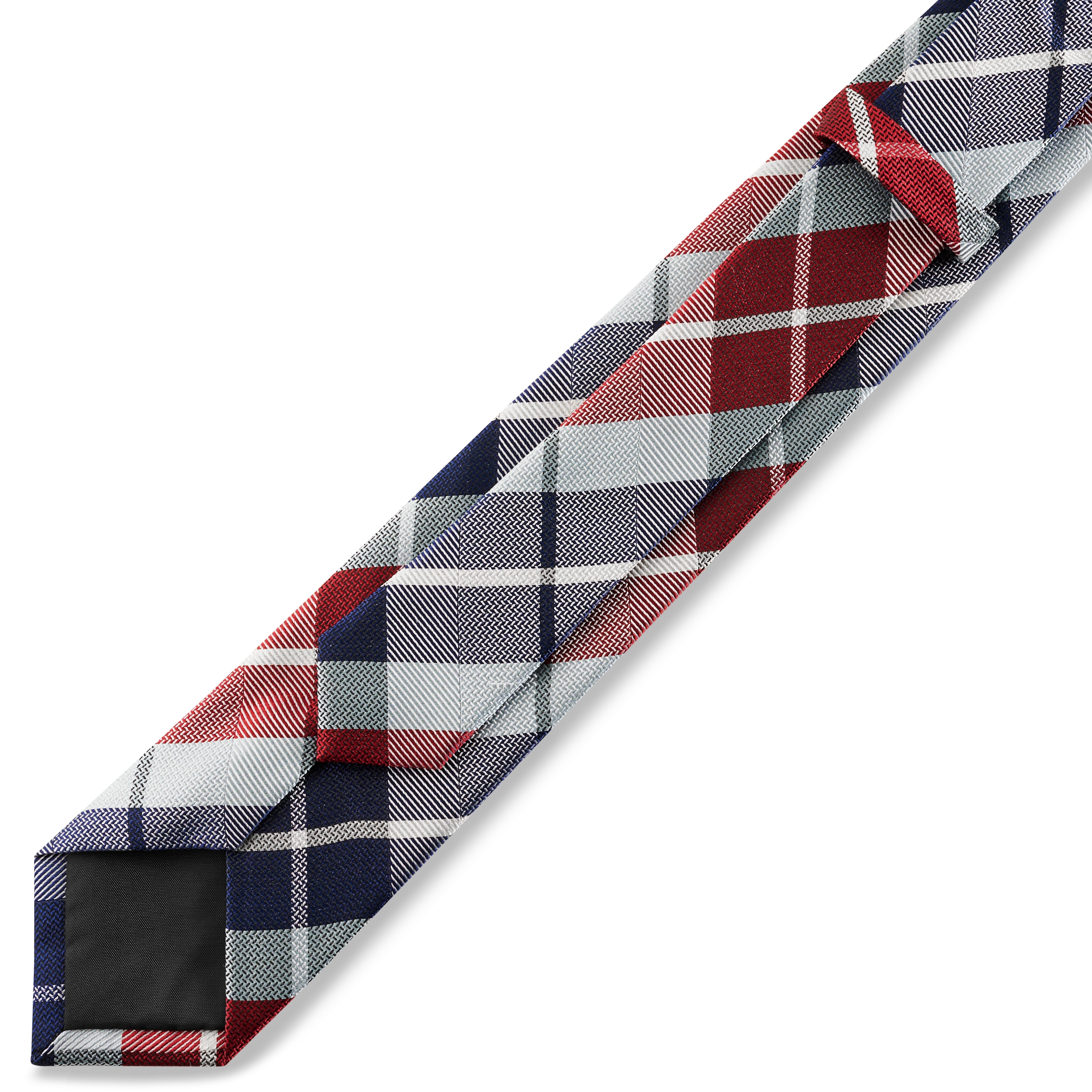 Cravate en soie à motif à carreaux bleu et bordeaux | 6 cm - 5