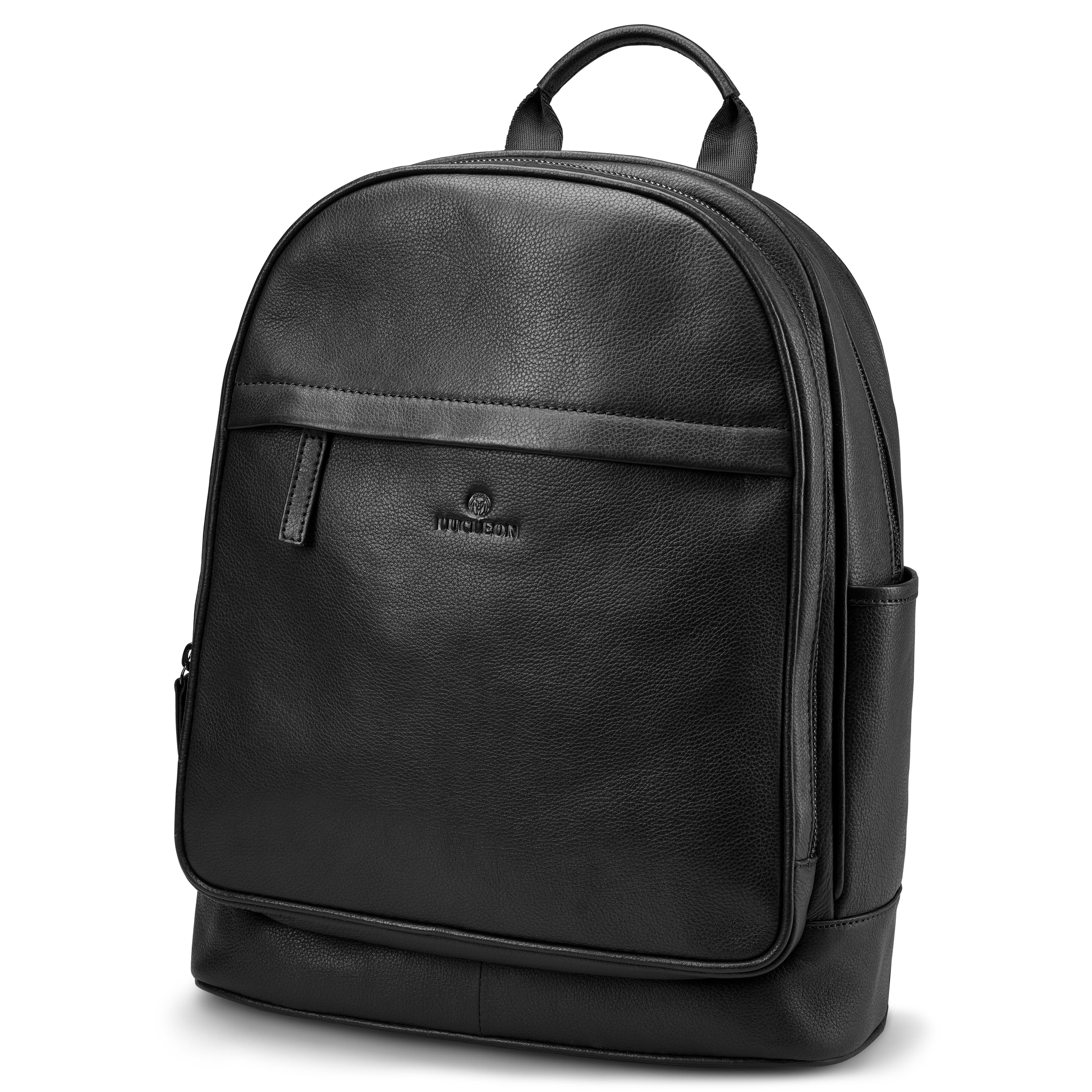Small Black Full-Grain Leather Laptop Backpack Small Black Full-Grain Leather Laptop Backpack