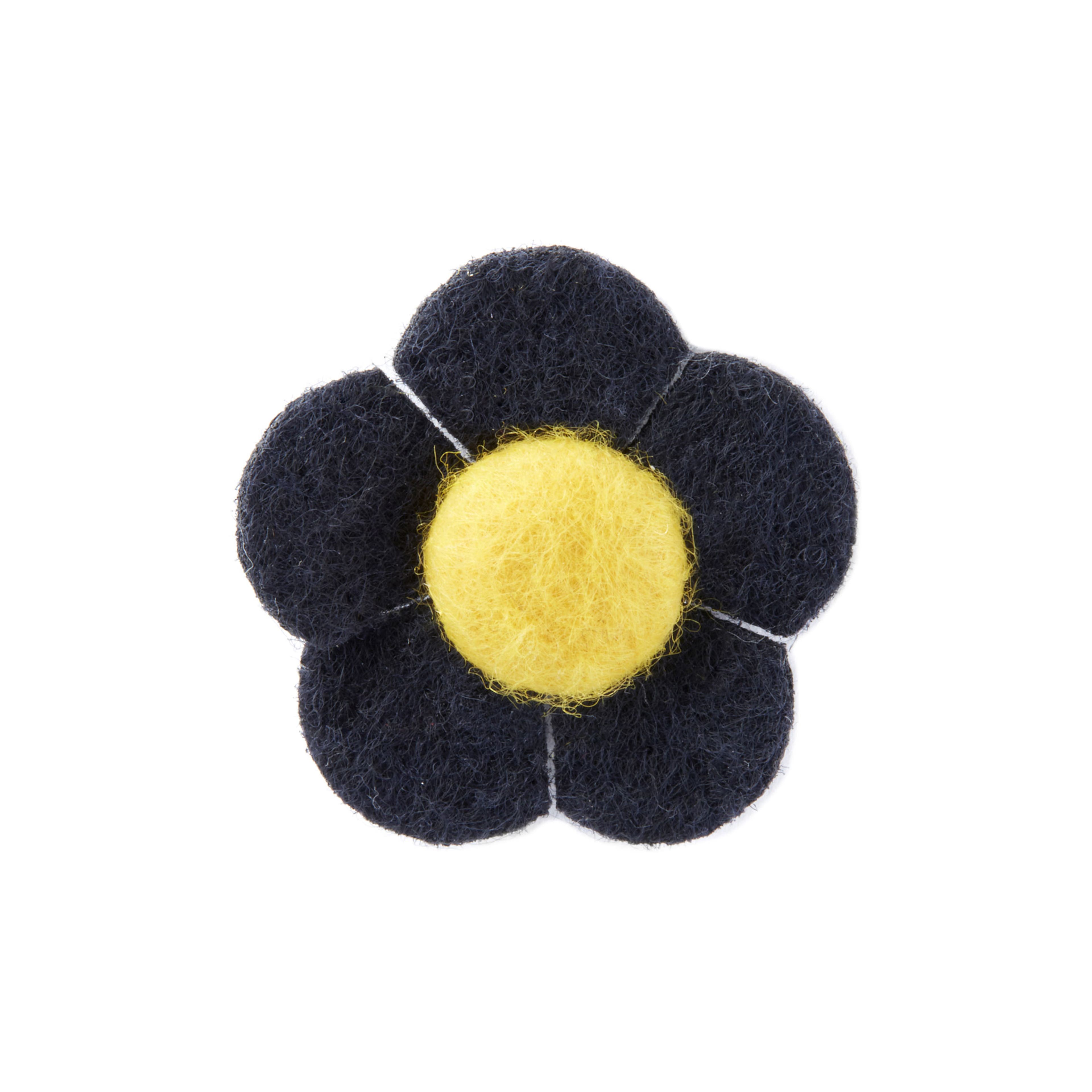 Navy Blue & Lemon Yellow Felt Flower Lapel Pin