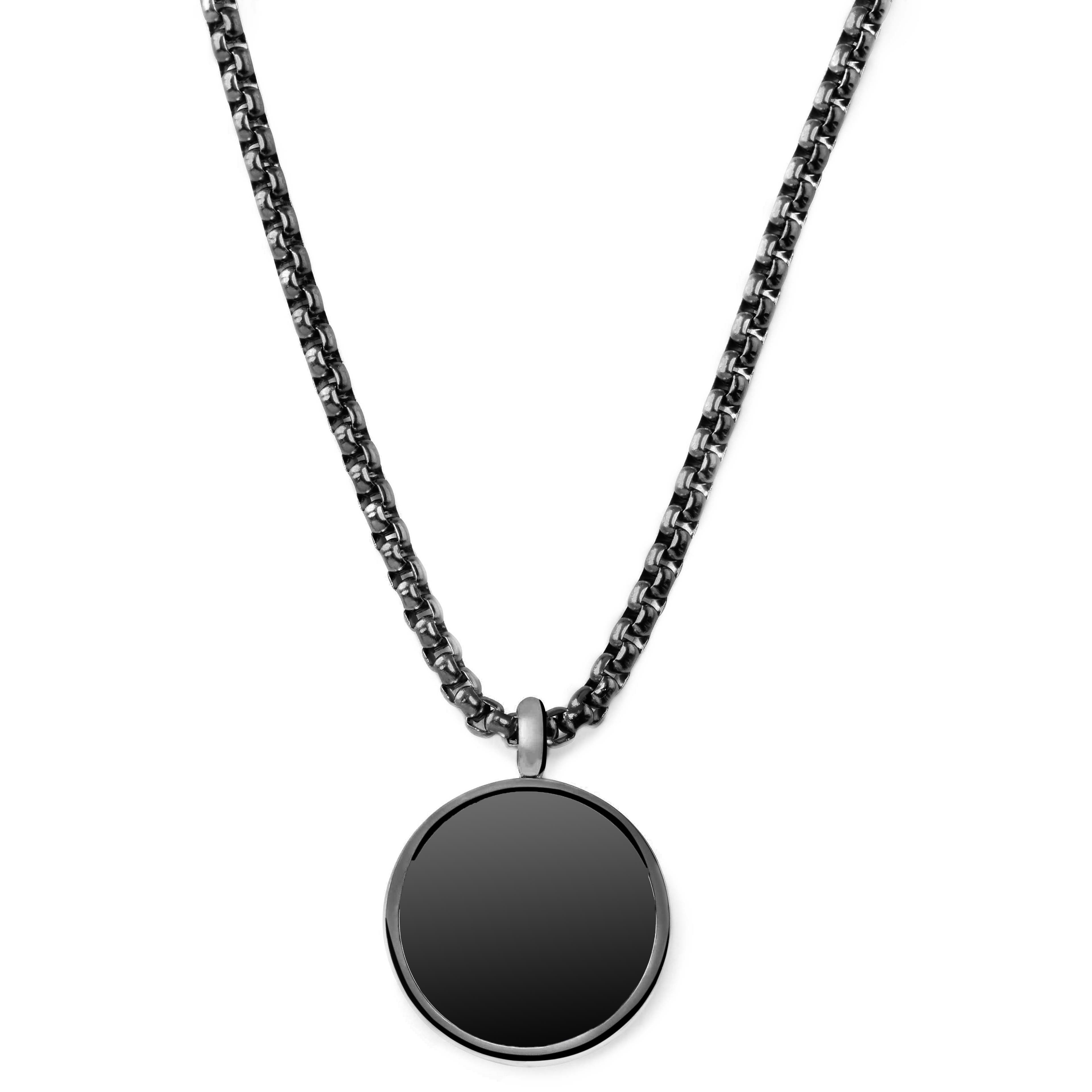 Orisun | Černý náhrdelník s kulatým přívěskem s onyxem