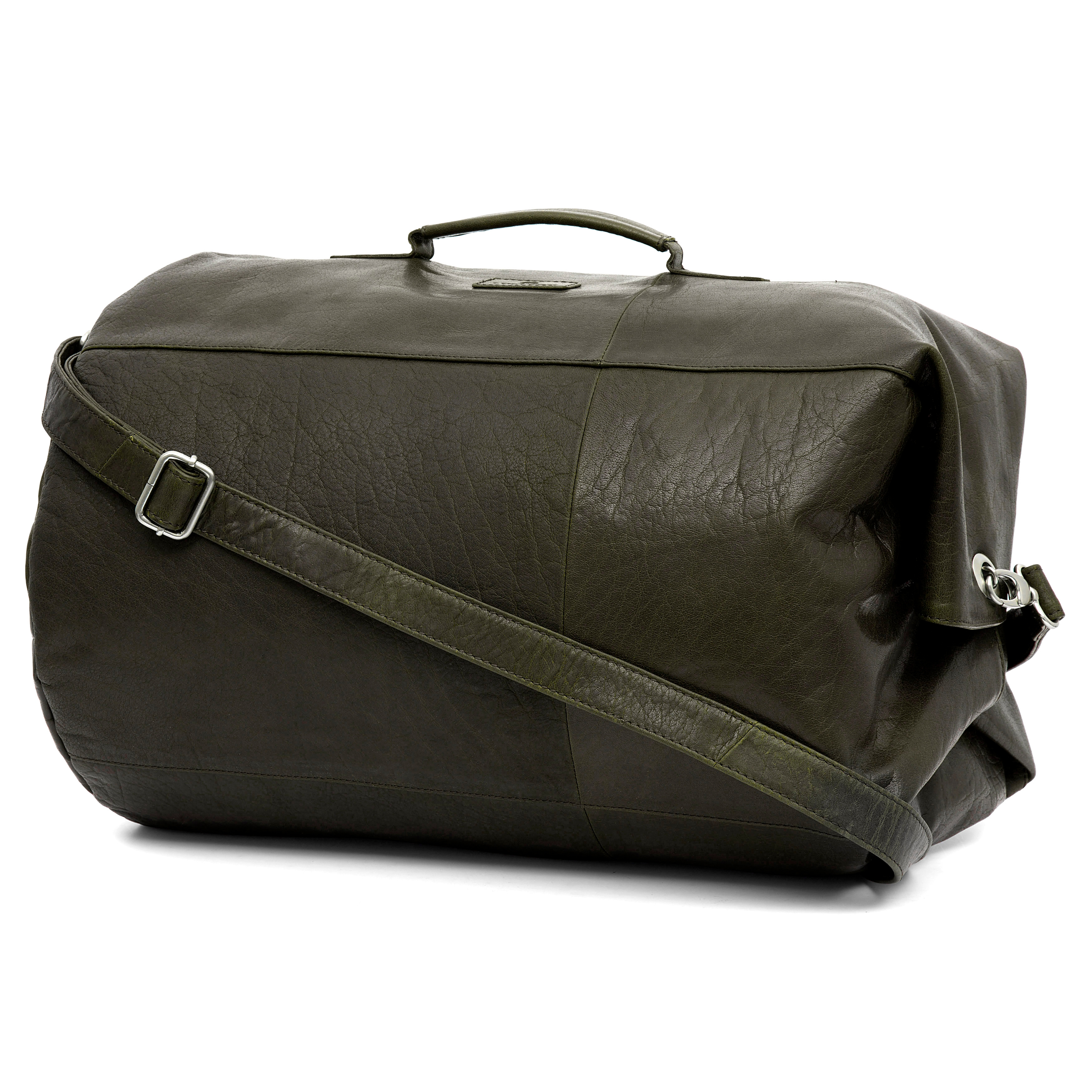 Montreal Classic Leather Olive Duffel Bag - 3
