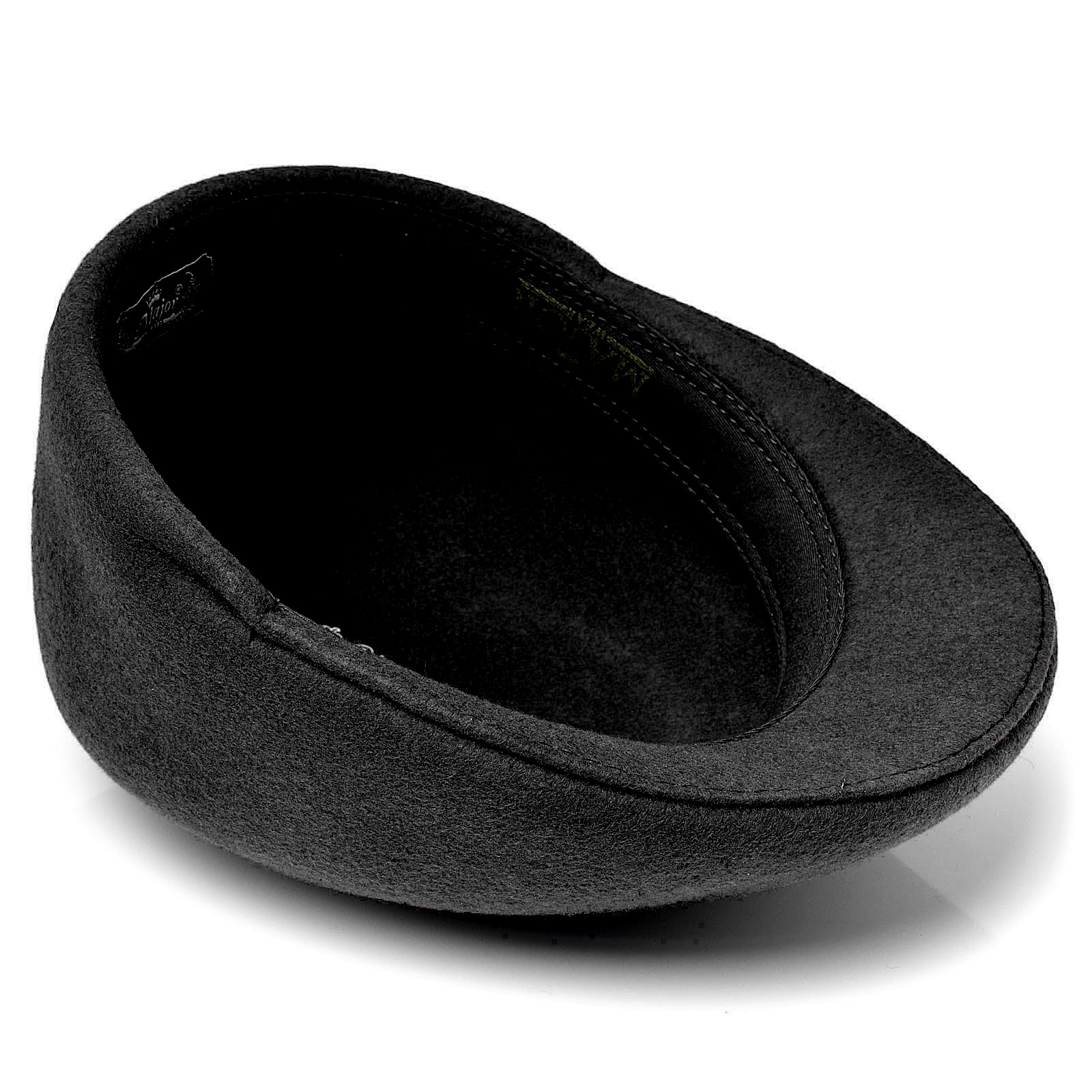Black Wool Flat Cap - 4