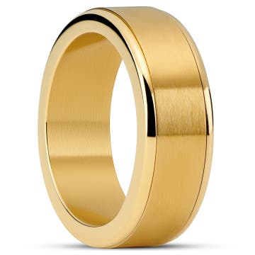 Enthumema | Златист стоманен пръстен с подвижна матирана част 8 мм