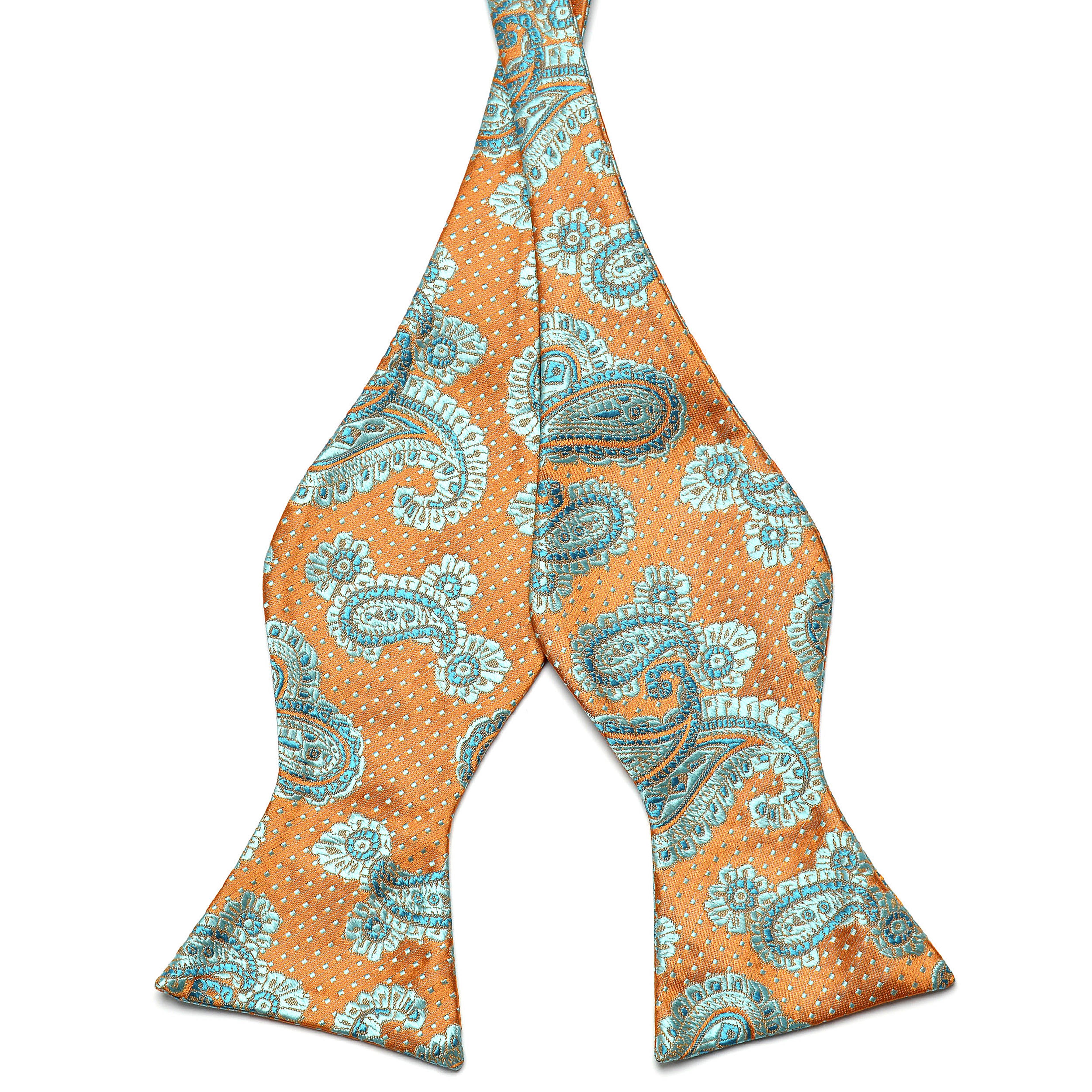 Mint Green & Coral Orange Silk Self-Tie Bow Tie