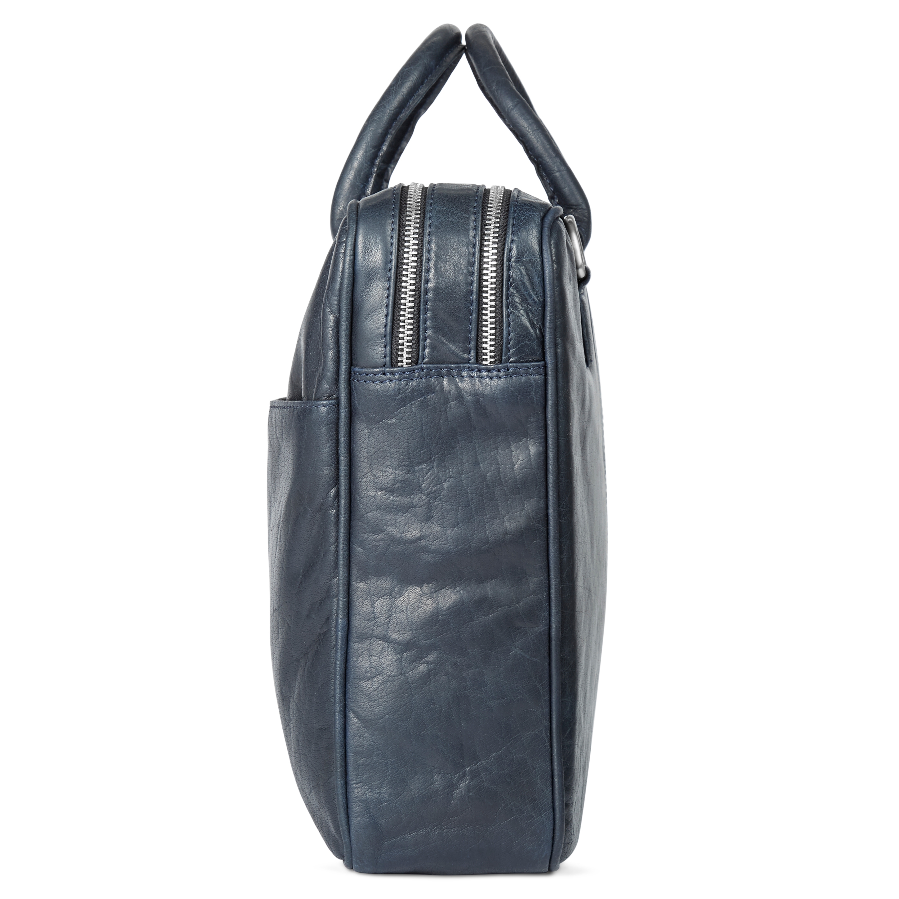 Montreal Marineblå Skinnveske med Dobbel Glidelås - 4