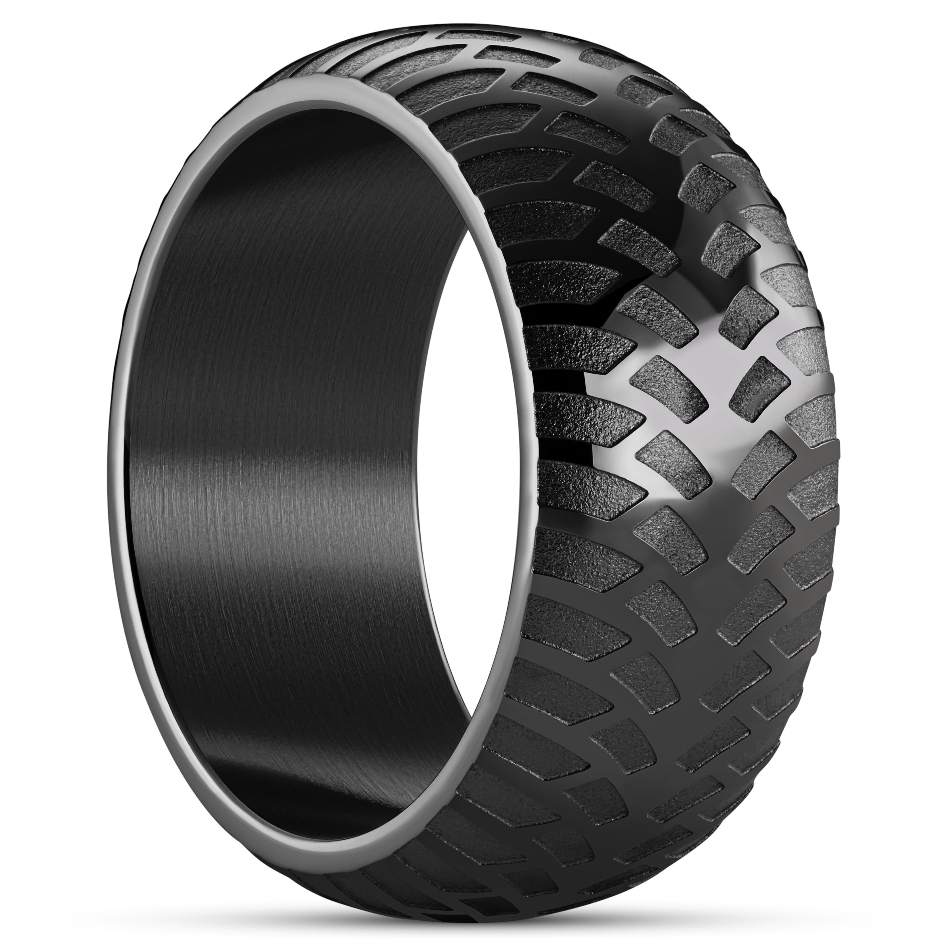 Tigris | 3/8" (10 mm) Black Tire Pattern Ring