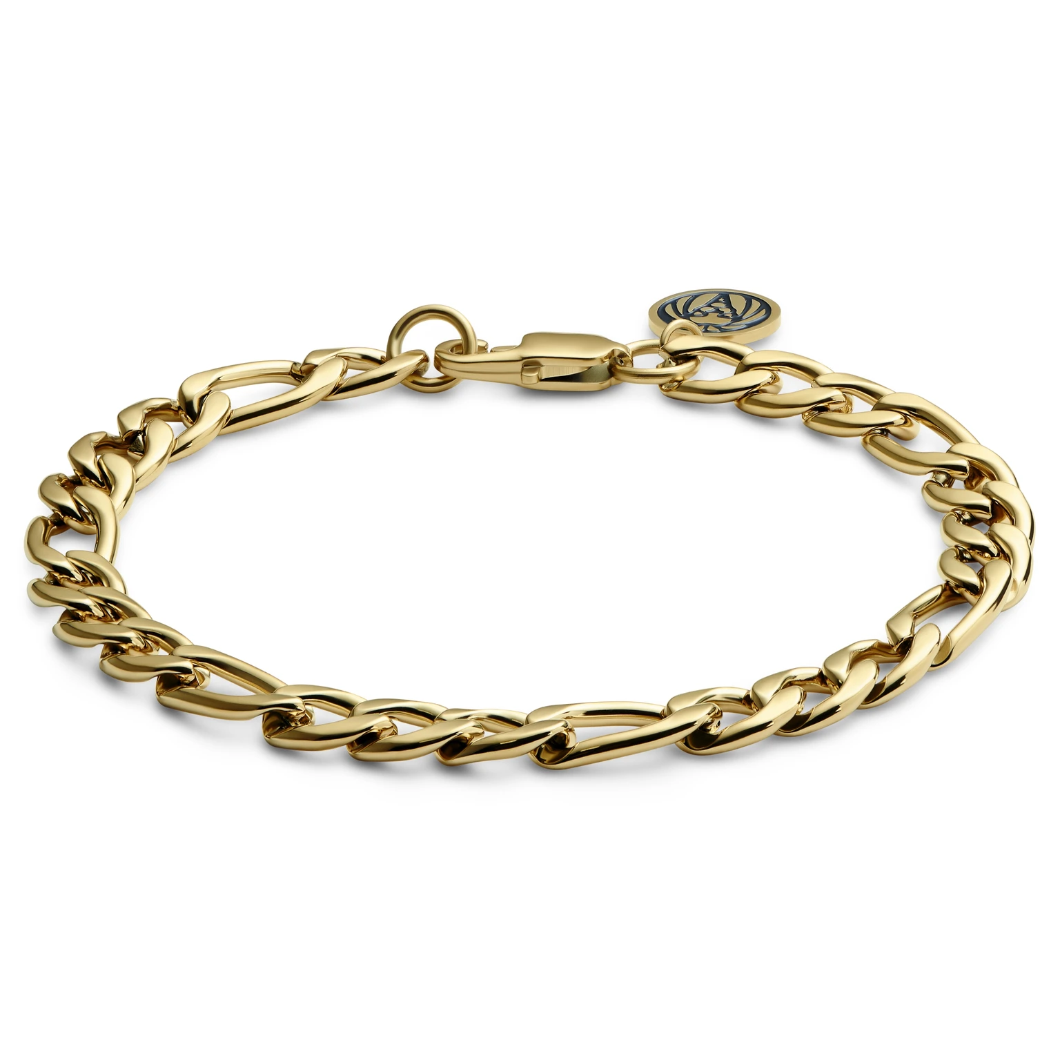 Essentials | Pulsera de cadena figaro dorada de 8 mm Essentials | Pulsera de cadena figaro dorada de 8 mm