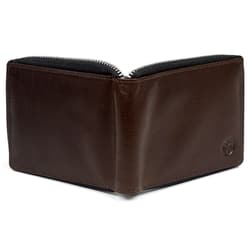 Mens RFID Blocking Genuine Leather Zip-Around Bifold Wallet – Brown – Bullz Wallets