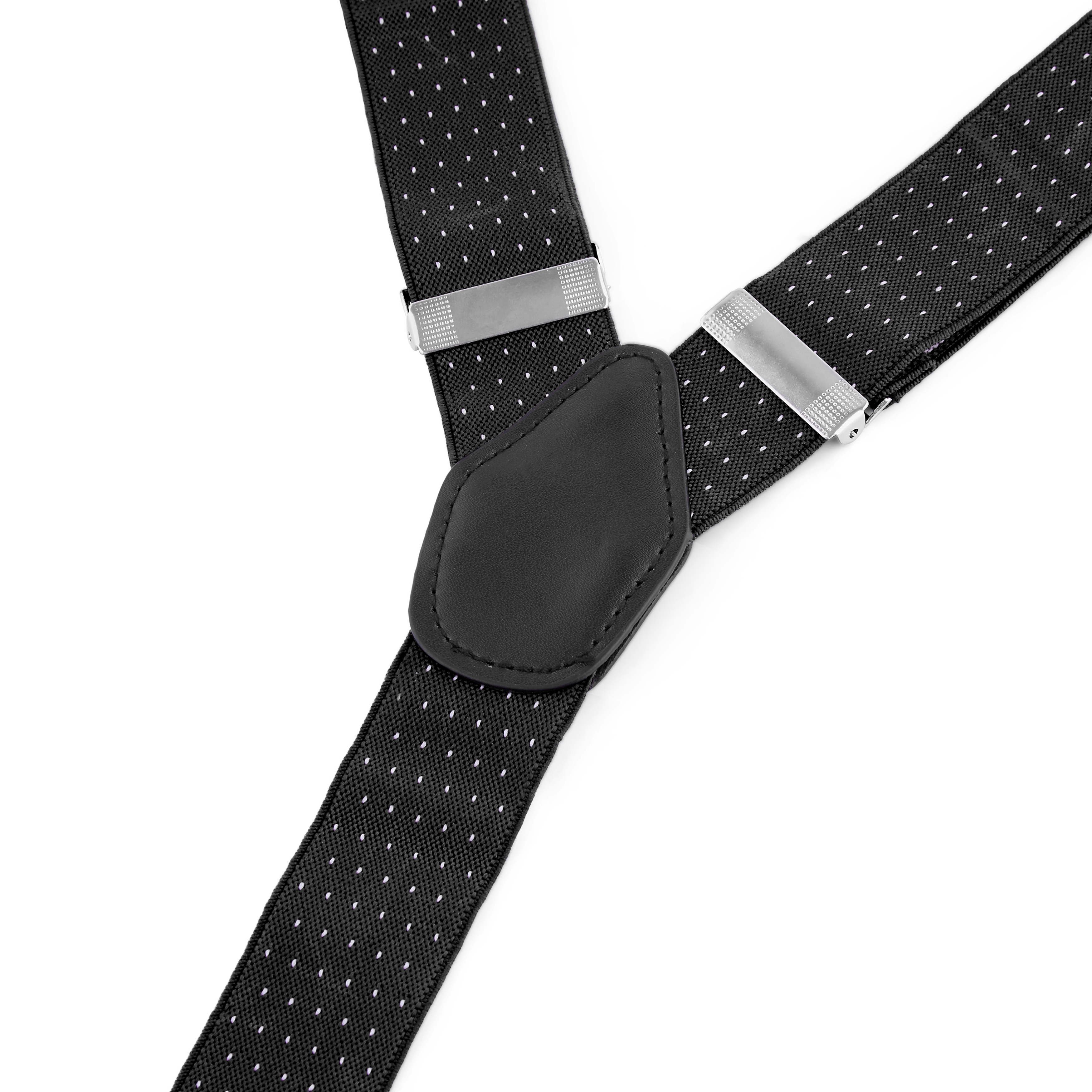Black & White Dotted Convertible Clip-On Braces - 3