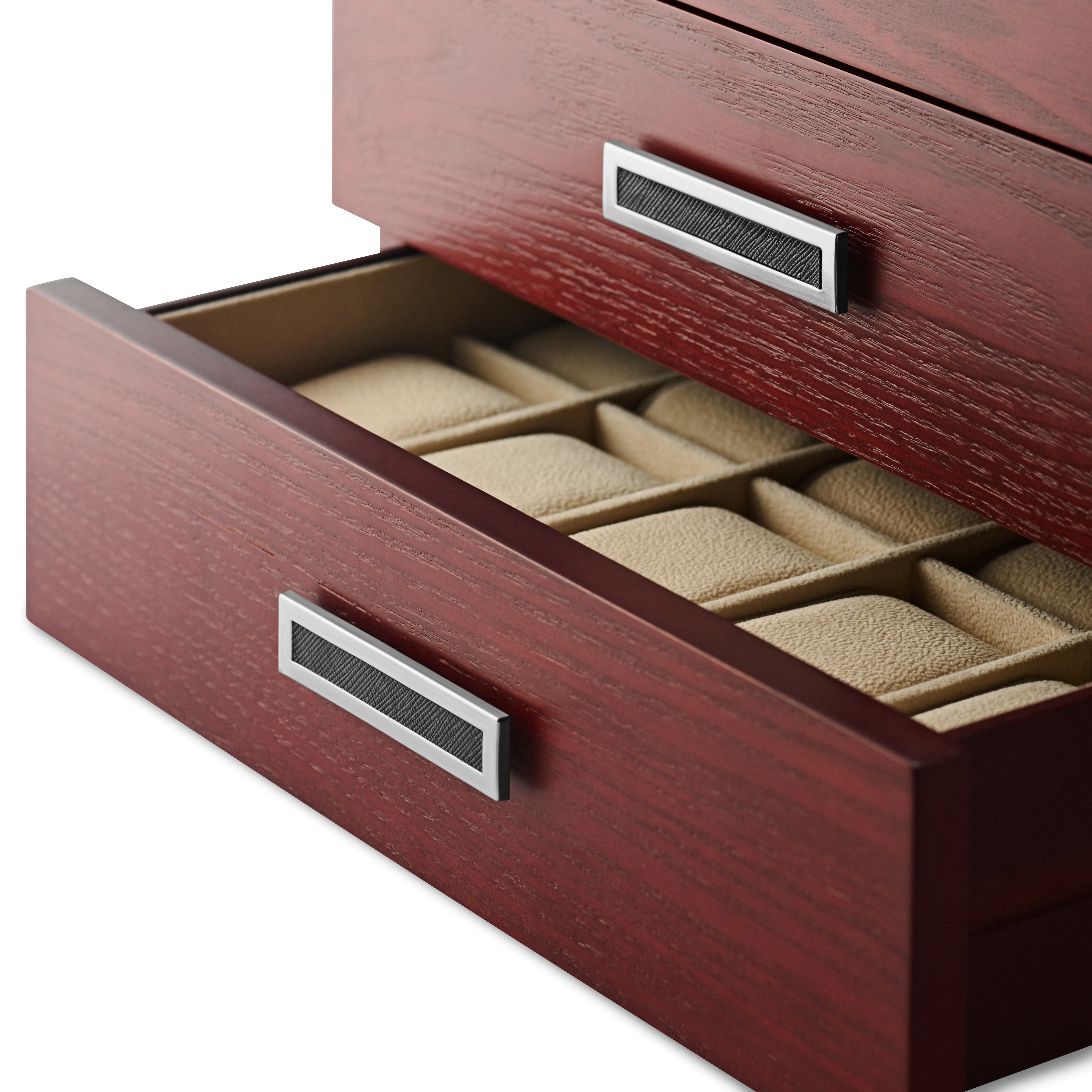 Cutie de depozitare pentru ceasuri din furnir de cireș cu 30 de spații - 4