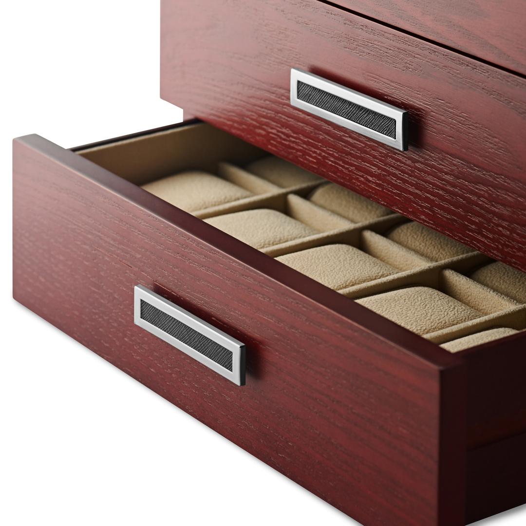 Scatola Porta Orologi In Legno Per 1 Orologio - Rivestimento In Microfibra, Design Elegante Beige - Foto 4