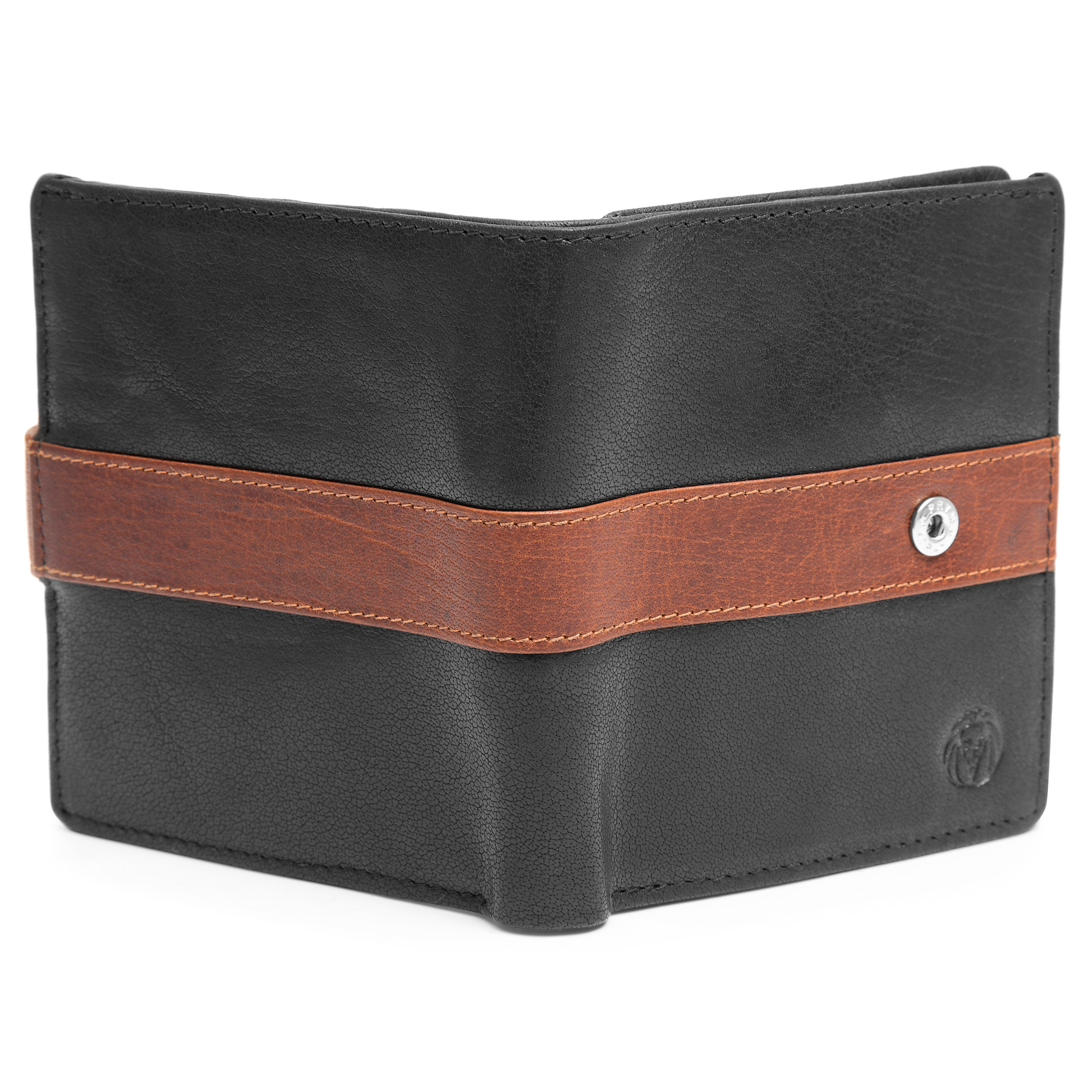 Portefeuille Montreal vertical en cuir noir et marron RFID - 5