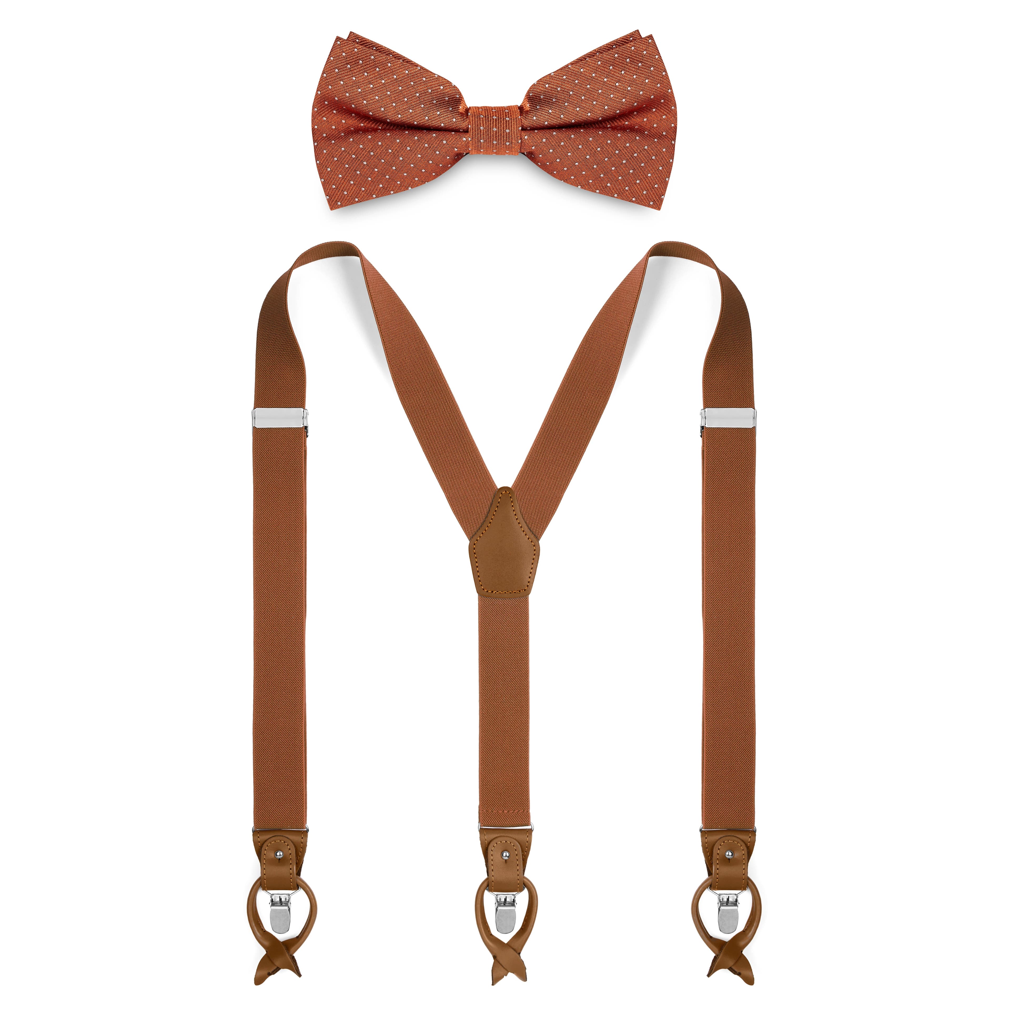 Brown Pre-Tied Bow Tie and Braces Set