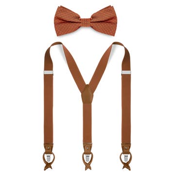 Brown Pre-Tied Bow Tie and Braces Set