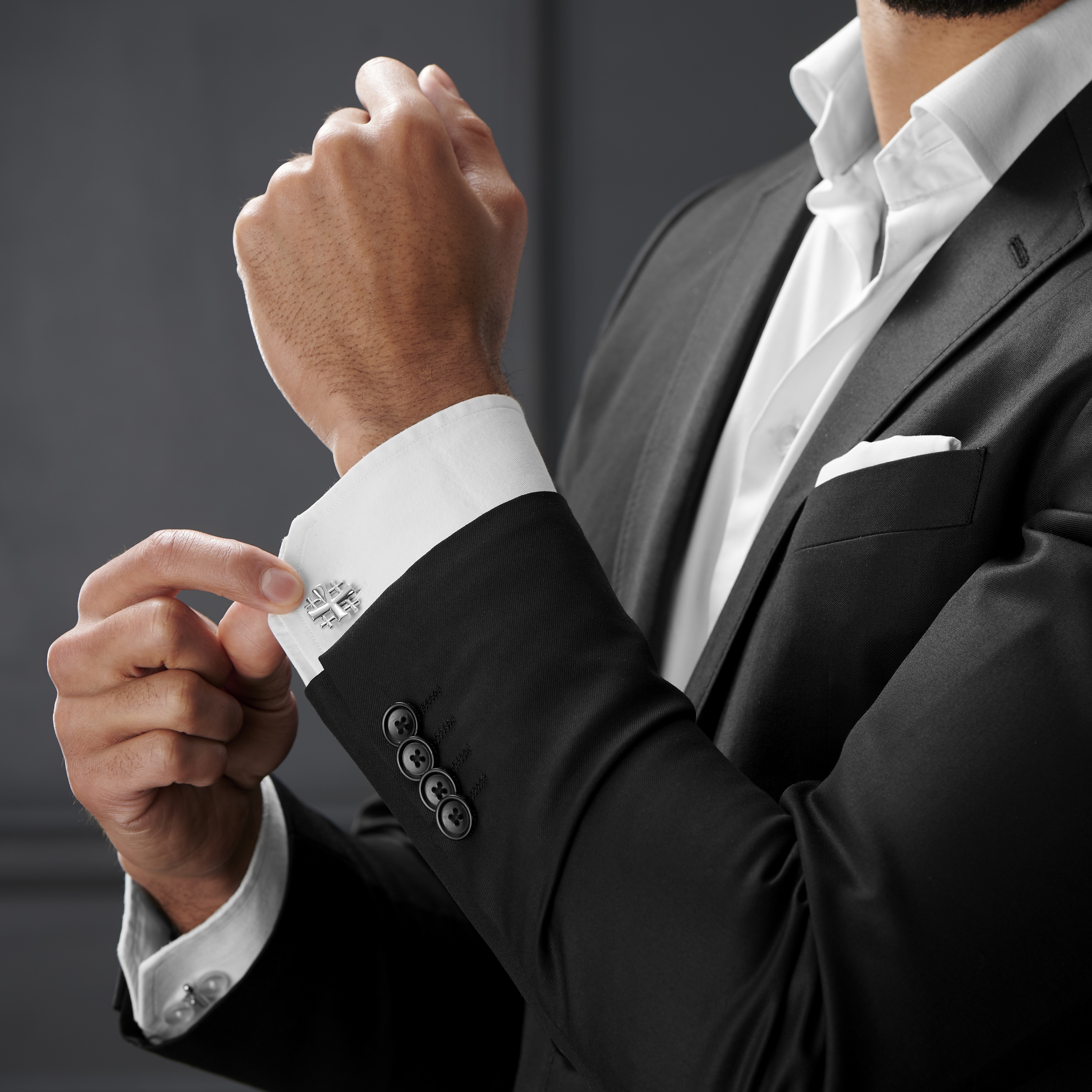 Hashtag Silver-Tone Cross Cufflinks - 4