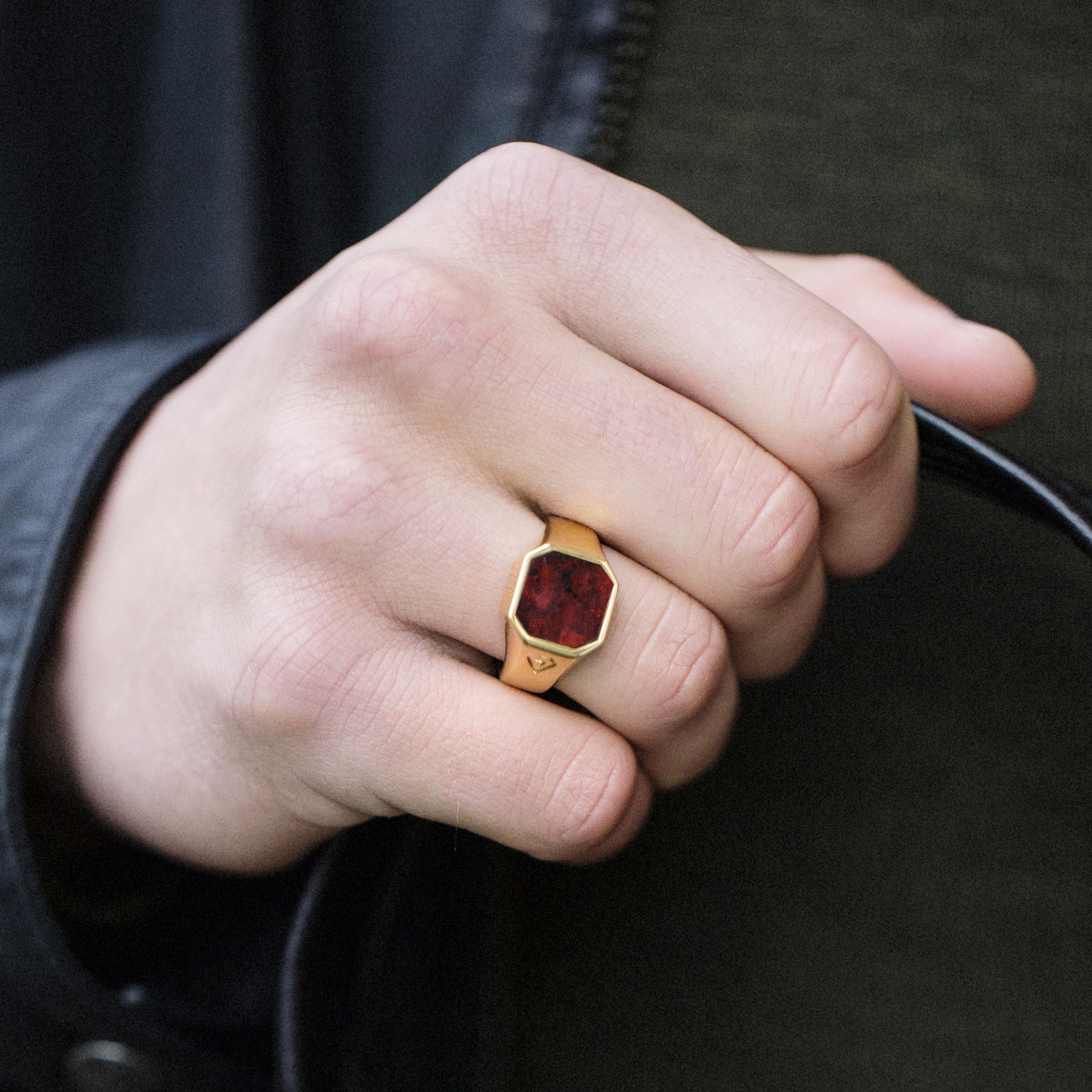 Bloodstone Signet 925s 18K Gold-Plated Classic Ring - 5