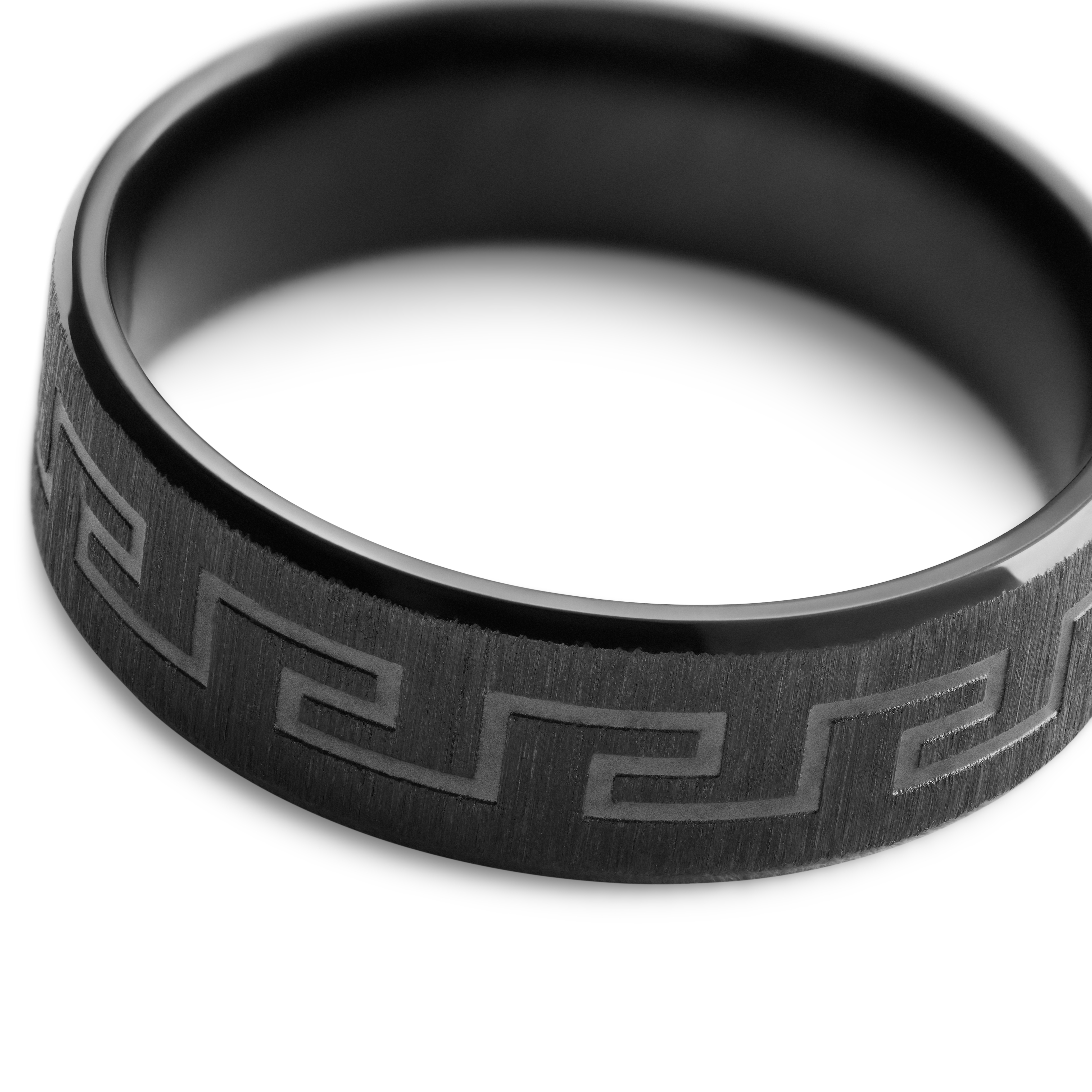 Bague en acier inoxydable à motif méandre gris anthracite de 7 mm - 3