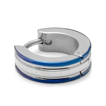 Sentio | Blå og sølvtonet Hoop ørering av kirurgisk Stål