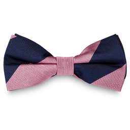 Pink & Navy Stripe Silk Pre-Tied Bow Tie