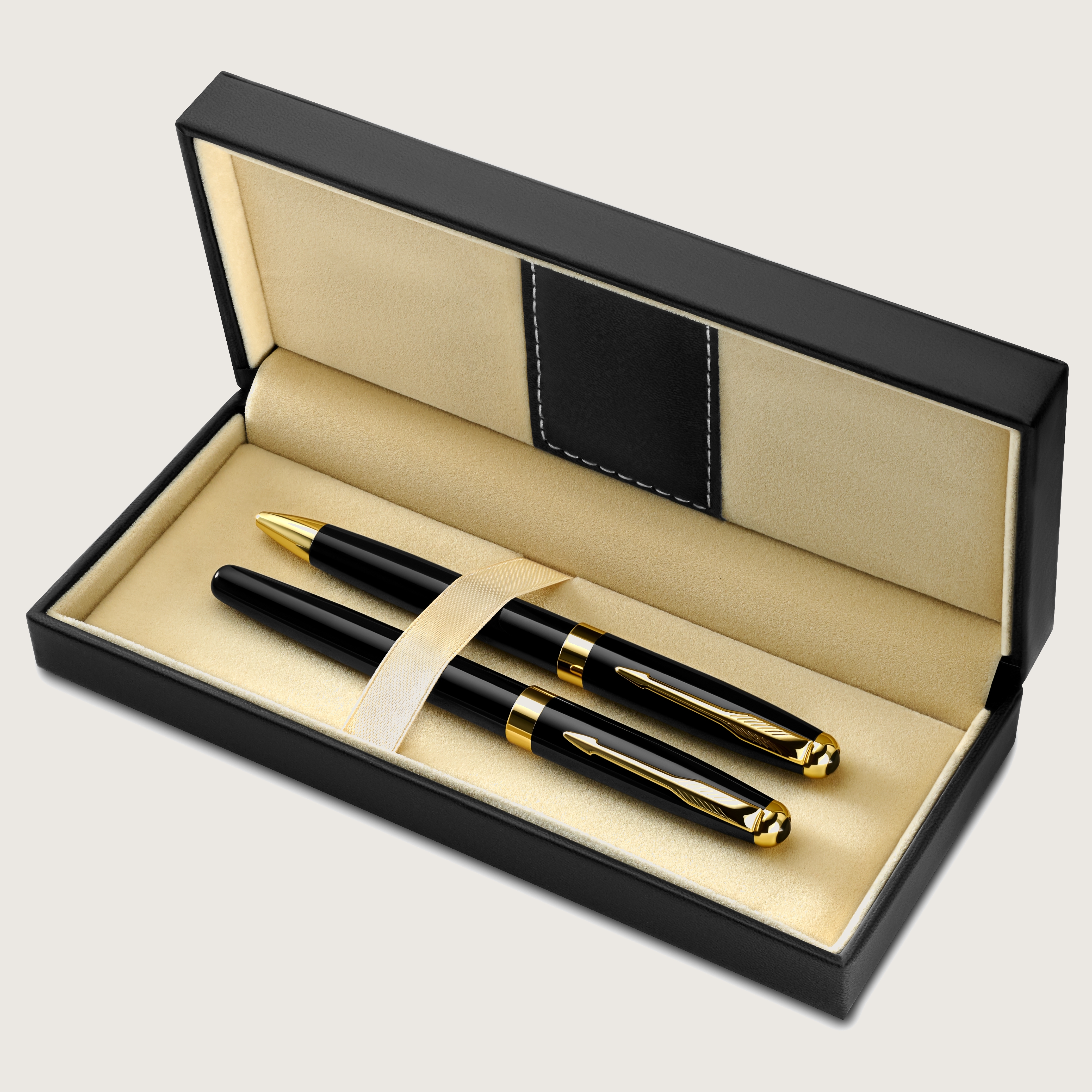 Luxury Ballpoint Gold Pen Set Of 6 In Glossy White Gift Box Gold Black Ink Office Pens For Women And Men Slim Nice Writing Pens - View #10