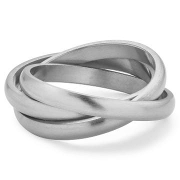Evan | Matte Silver-Tone Stainless Steel Trinity Ring