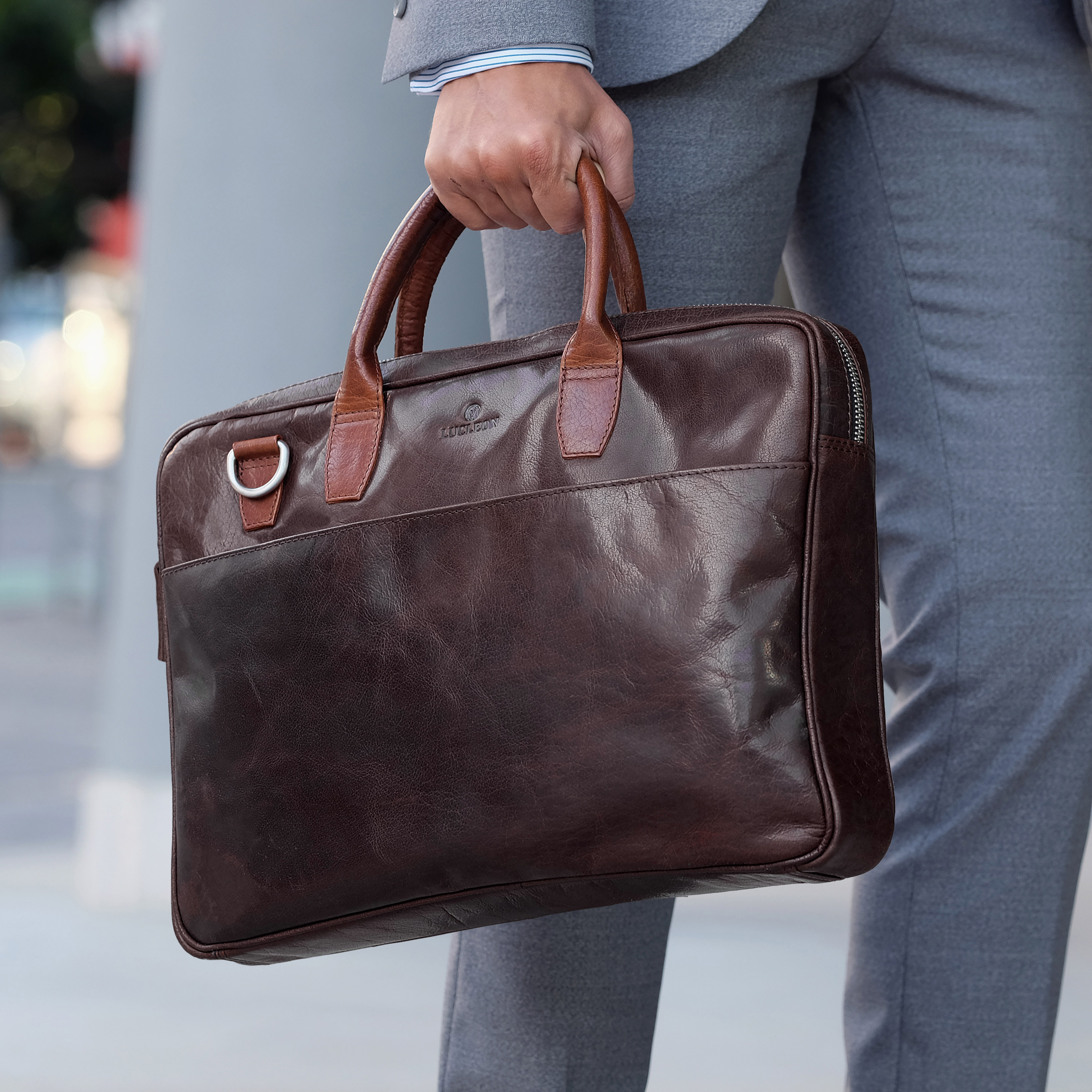 Montreal Slim 15" izvršna kožna torba boje smeđe i svijetlosmeđe - 14