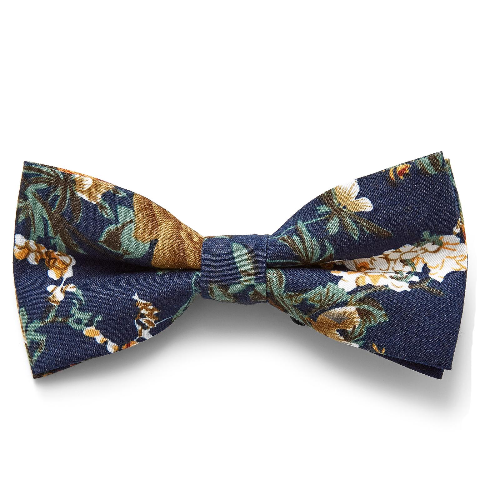 Papion cu model floral retro albastru Papion cu model floral retro albastru