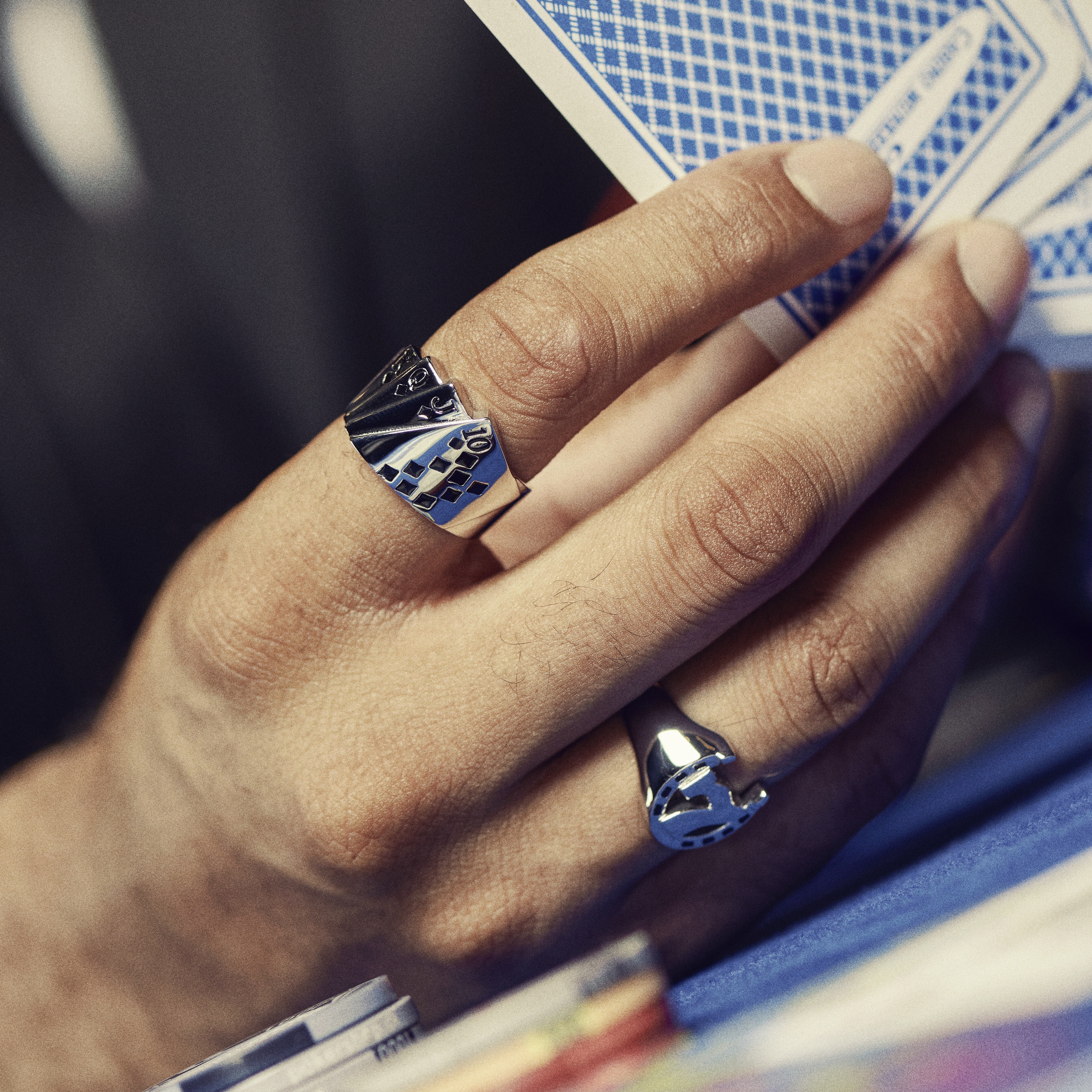 Ace | Srebrzysty sygnet w stylu pokera królewskiego - 4